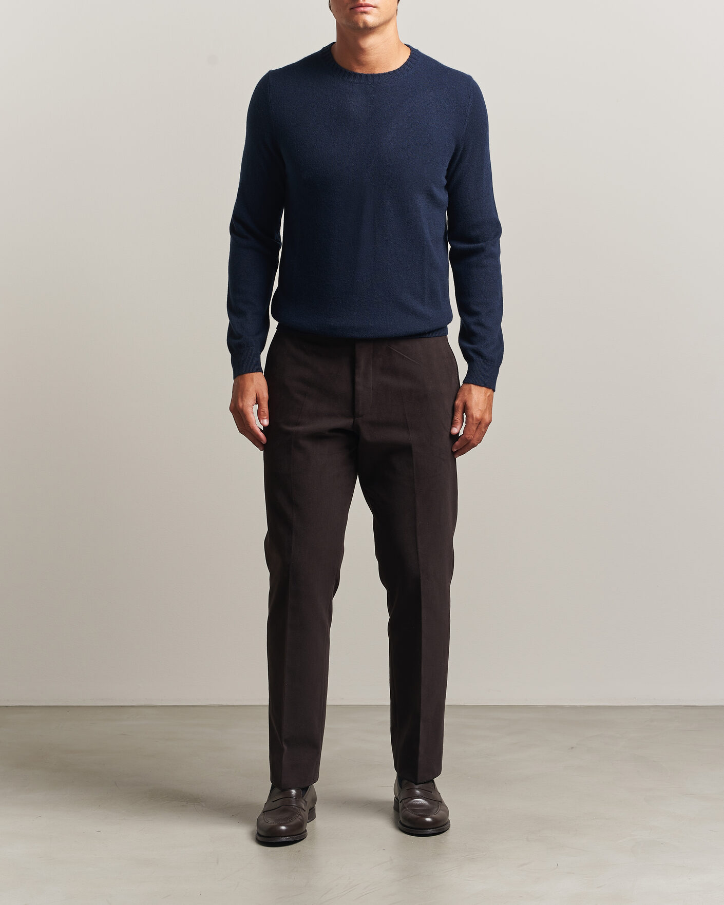 Heren | Truien | Stenströms | Cashmere Crewneck Navy