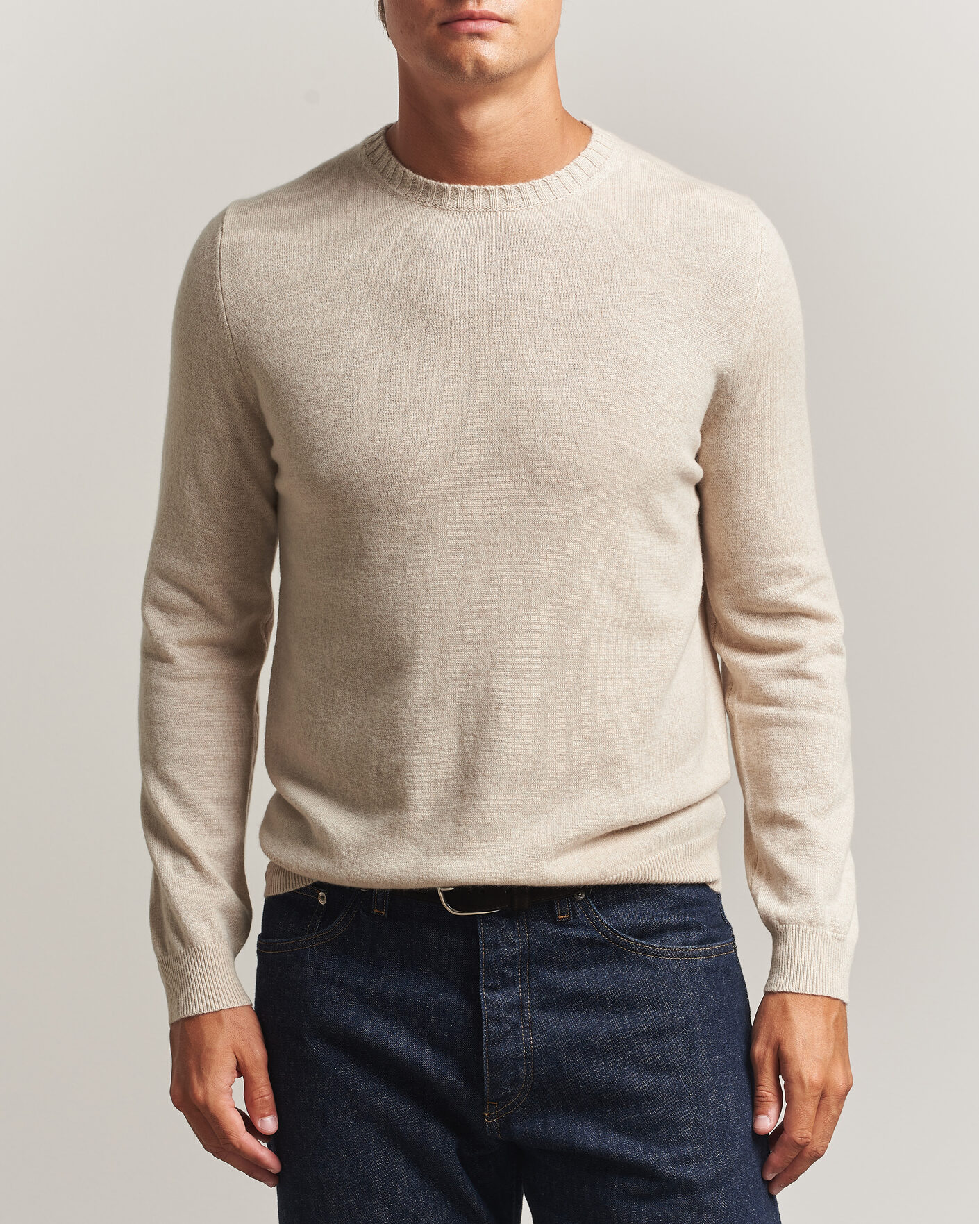 Heren | Truien | Stenströms | Cashmere Crewneck Beige