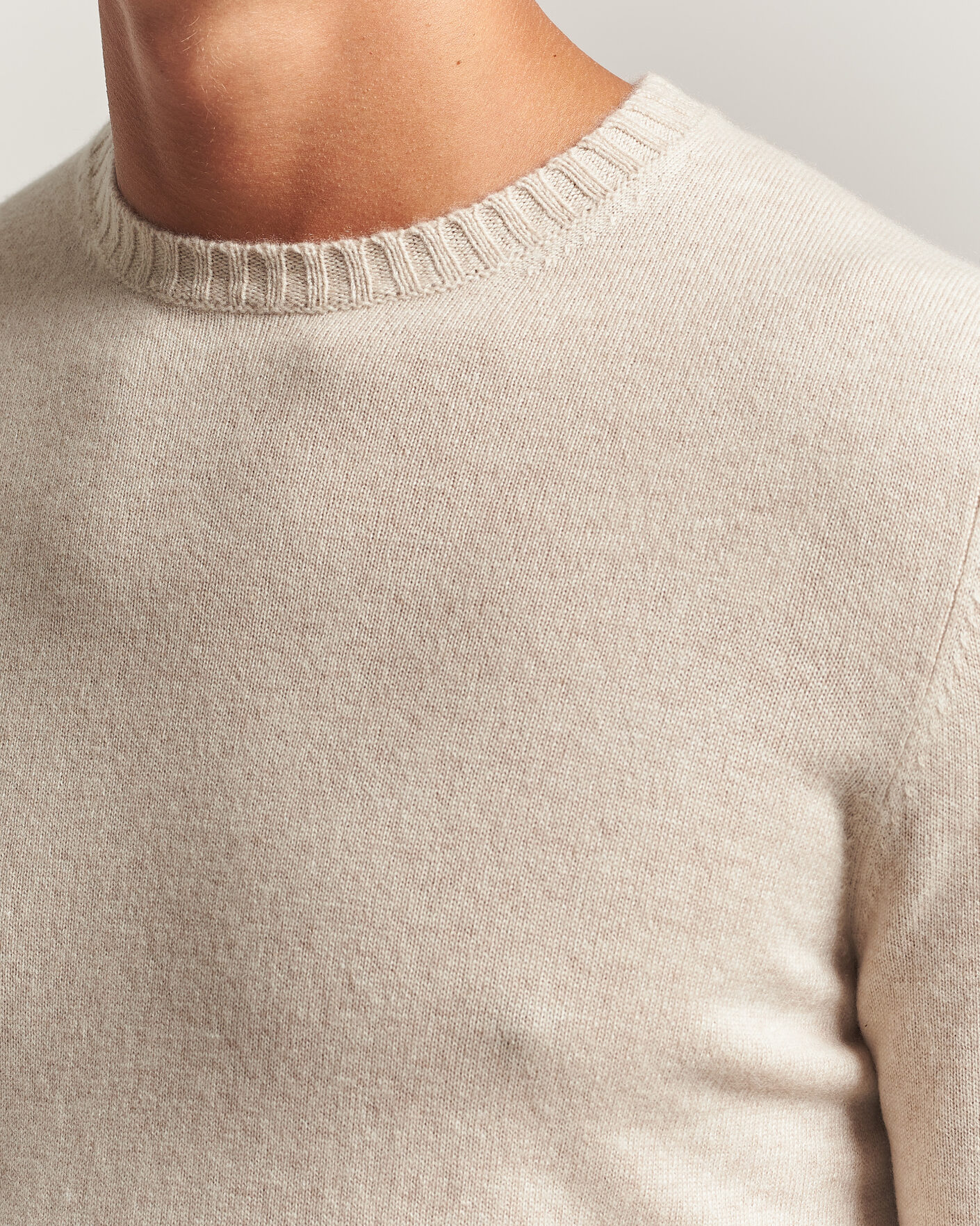 Heren | Truien | Stenströms | Cashmere Crewneck Beige