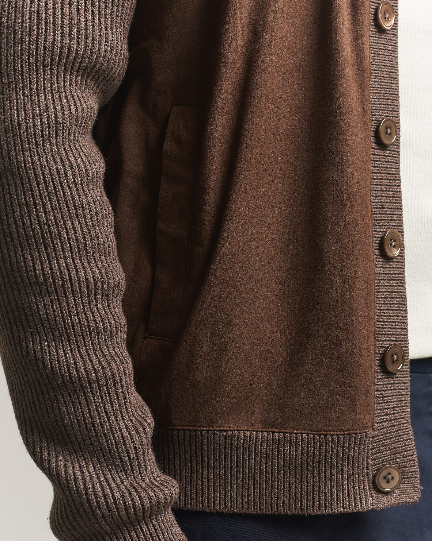 Homme | Pulls Et Tricots | Stenströms | Knitted Hybrid Alcantara Jacket Brown