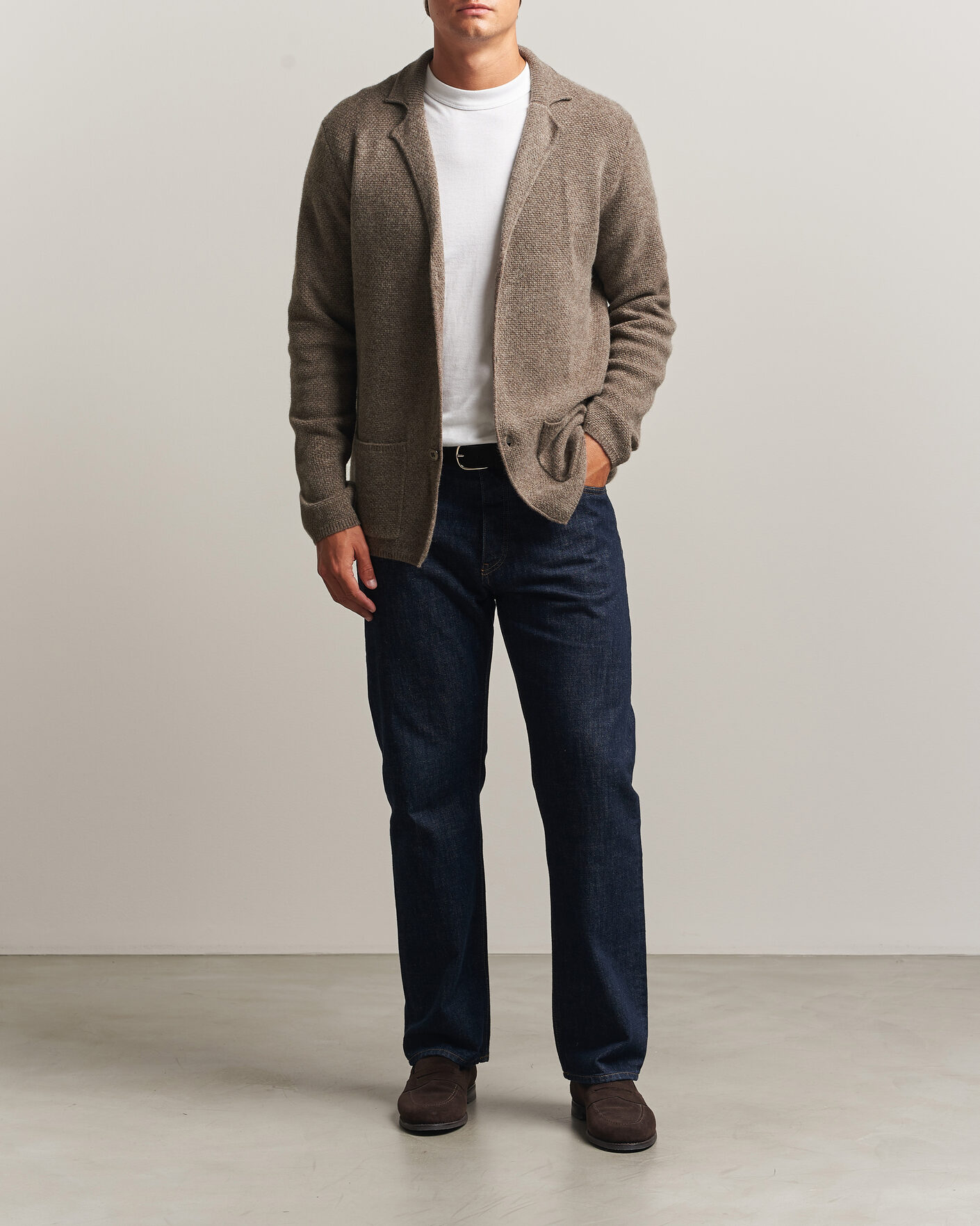 Homme | Pulls Et Tricots | Stenströms | Knitted Yak/Merino Cardigan Blazer Brown