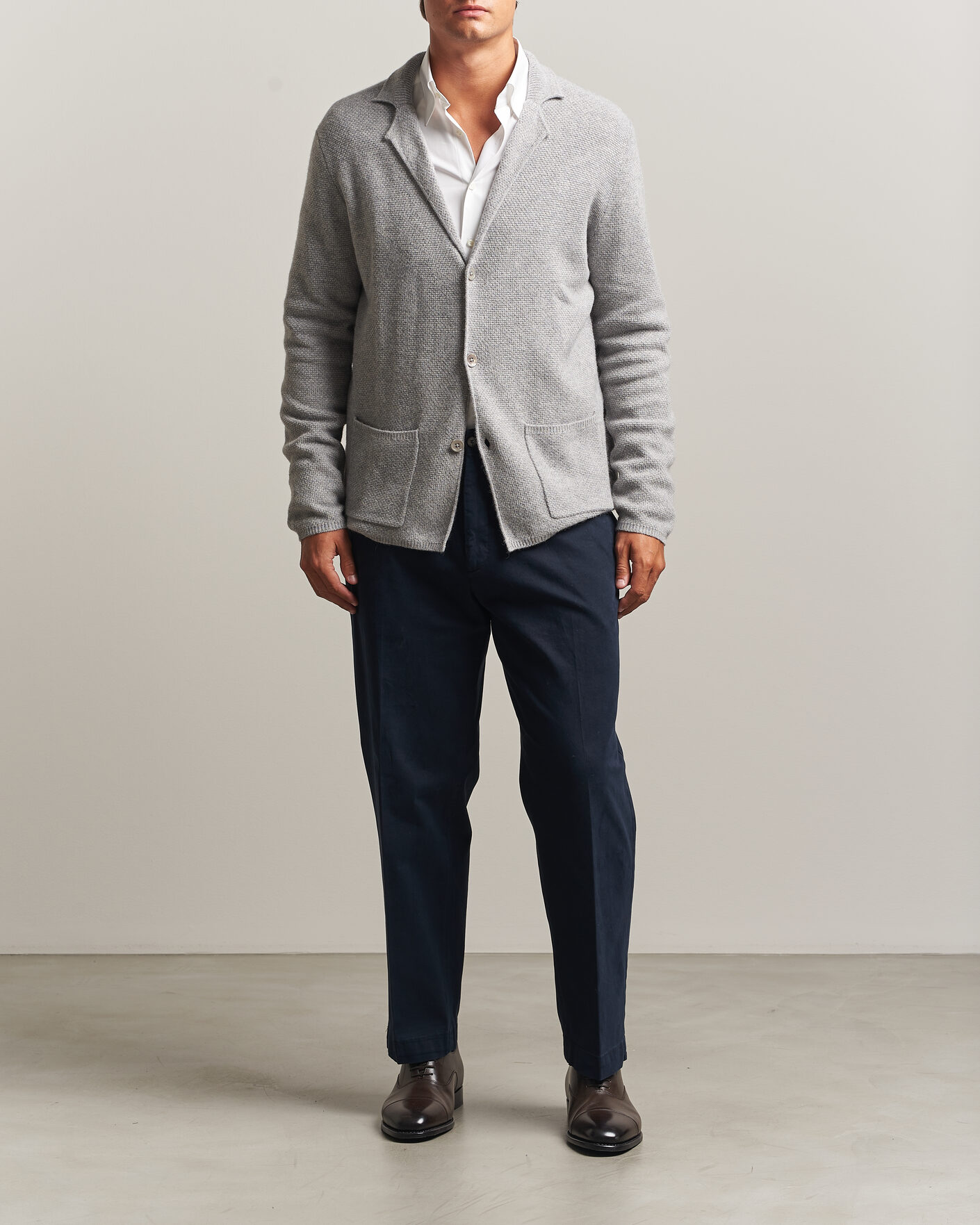Homme | Pulls Et Tricots | Stenströms | Knitted Yak/Merino Cardigan Blazer Grey