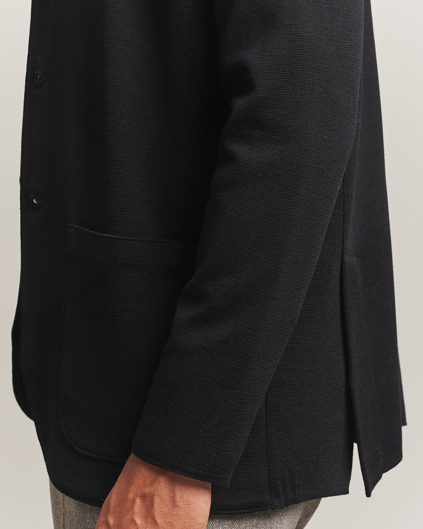 Heren | Blazers | Stenströms | Milano Knitted Merino Blazer Black