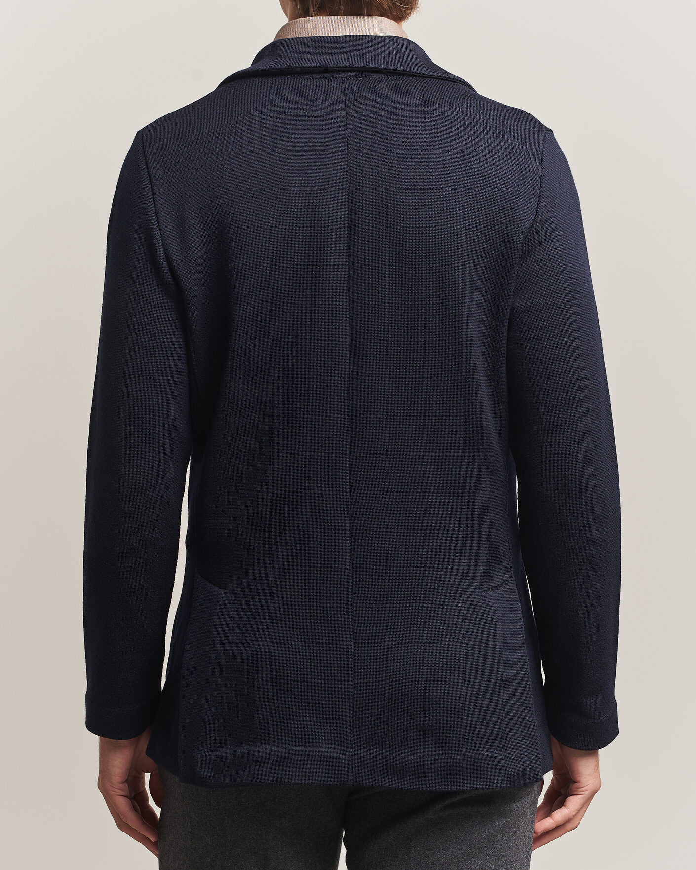Homme | Blazers | Stenströms | Knitted Herringbone DB Wool Blazer Navy