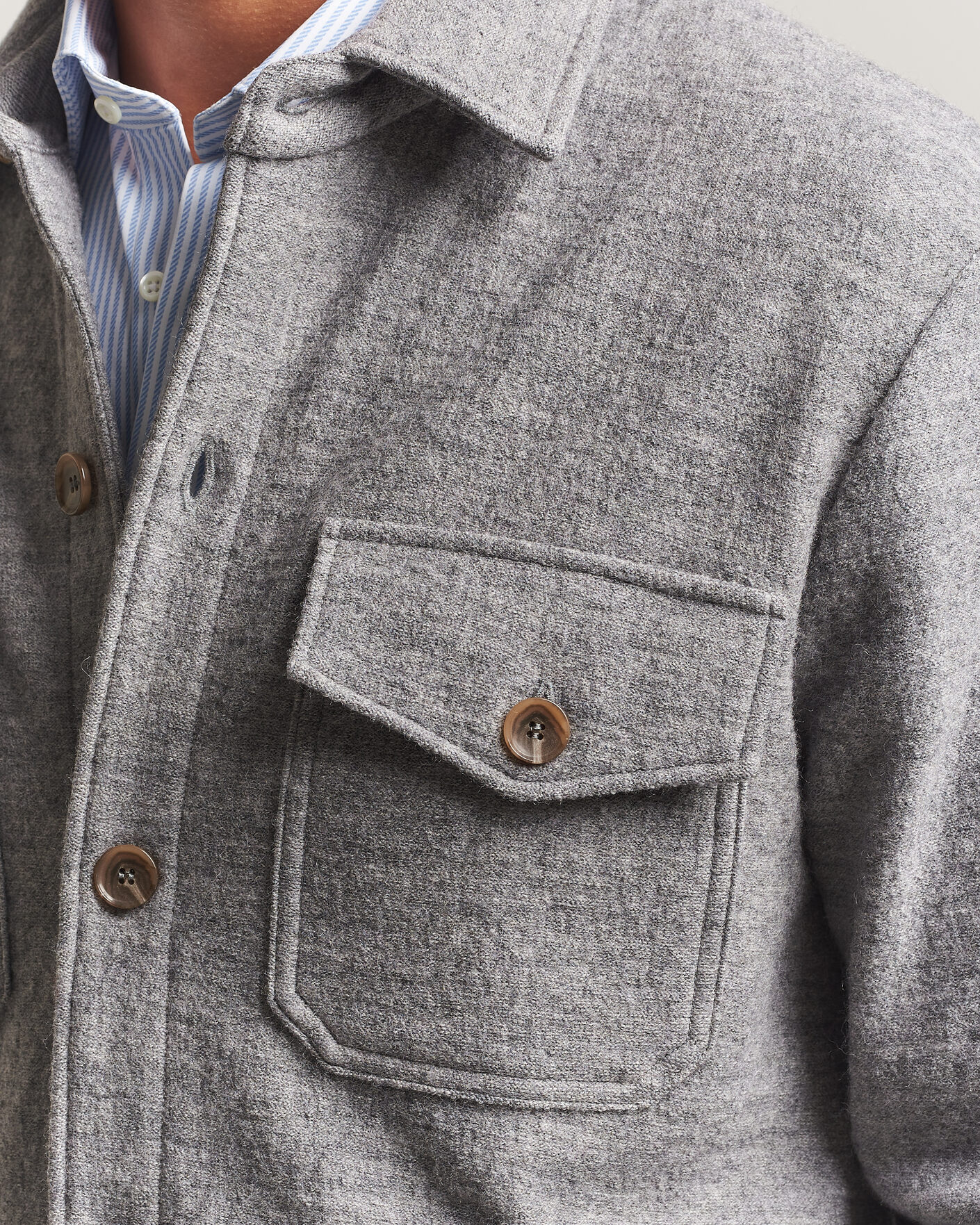 Homme | Chemises | Stenströms | Felted Wool Overshirt Grey