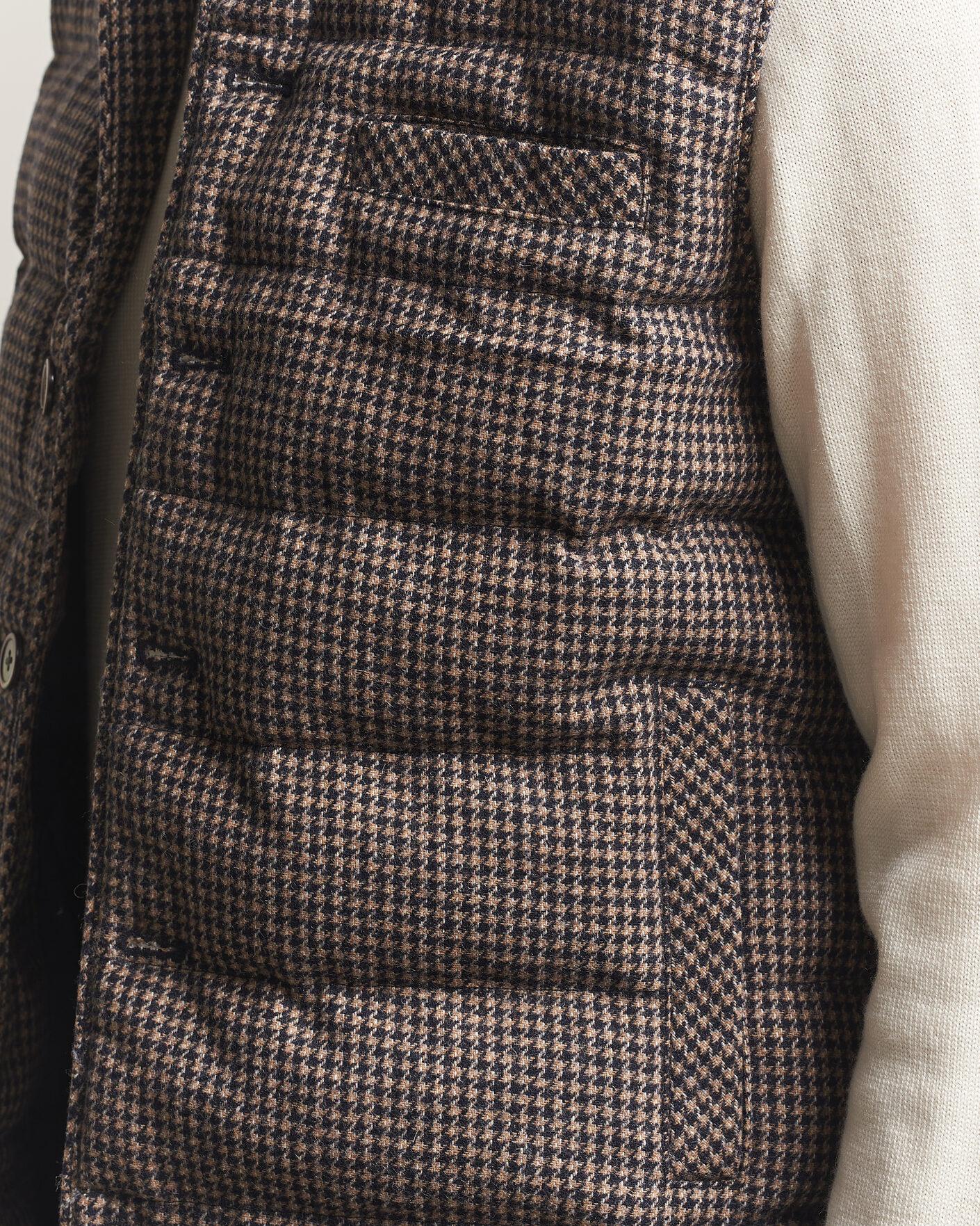 Homme | Gilets | Stenströms | Padded Houndstooth Wool Vest Brown