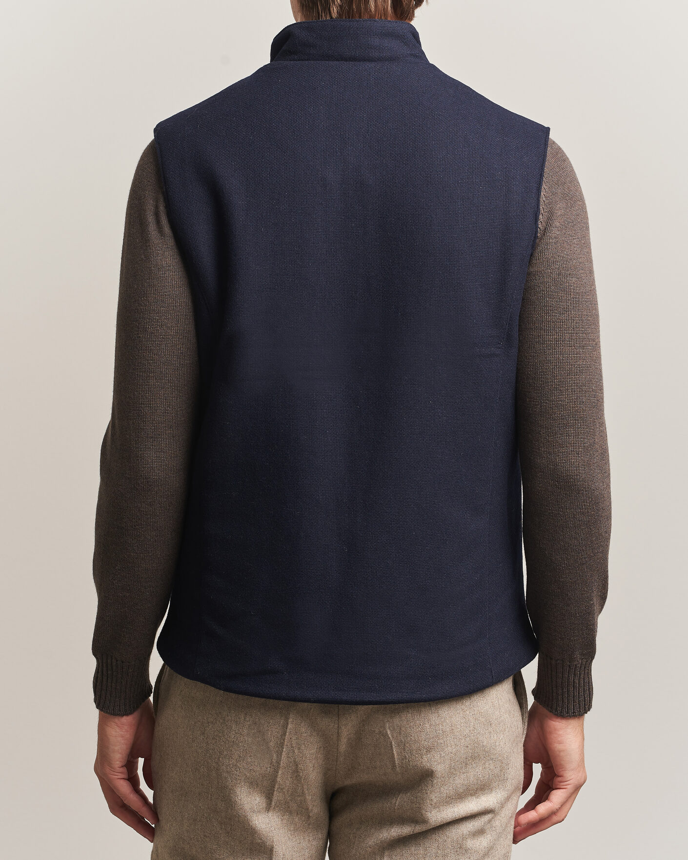 Heren | Gilets | Stenströms | Wool Alcantara Detail Light Padded Vest Navy