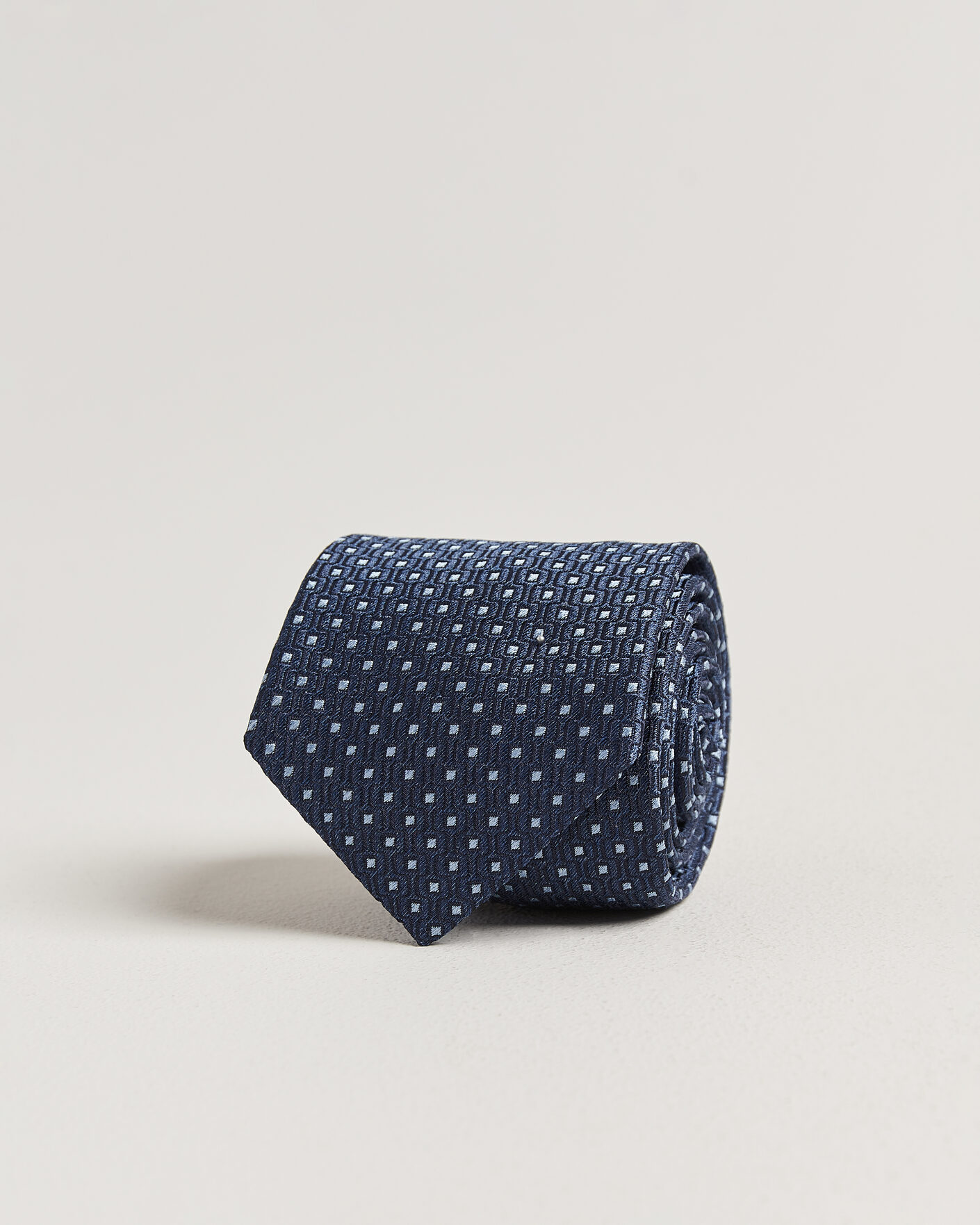 Homme | Cravates | Stenströms | Woven Silk Dot Tie 7,5cm Navy