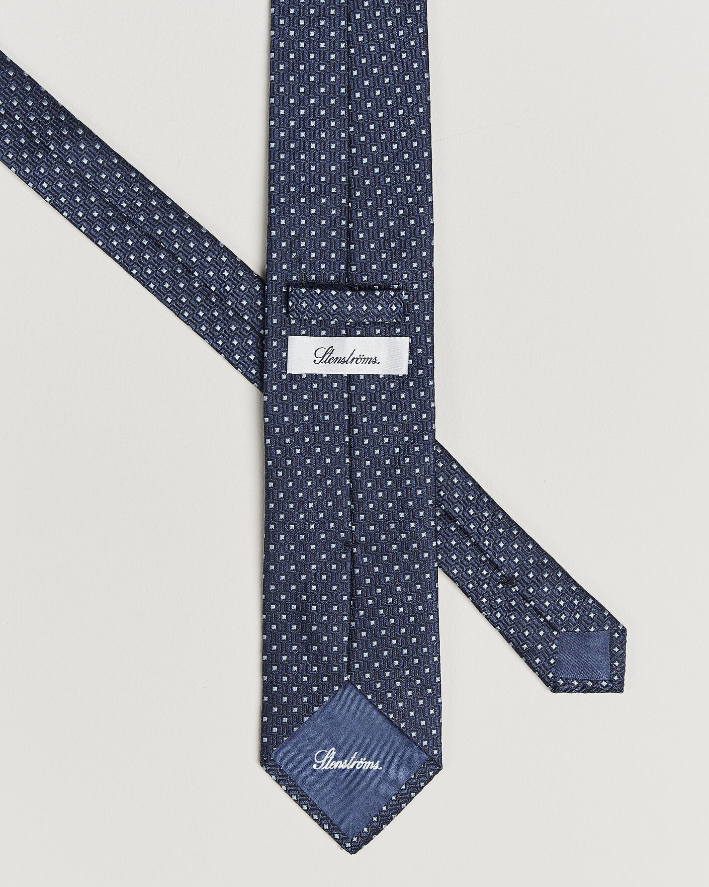 Homme | Cravates | Stenströms | Woven Silk Dot Tie 7,5cm Navy
