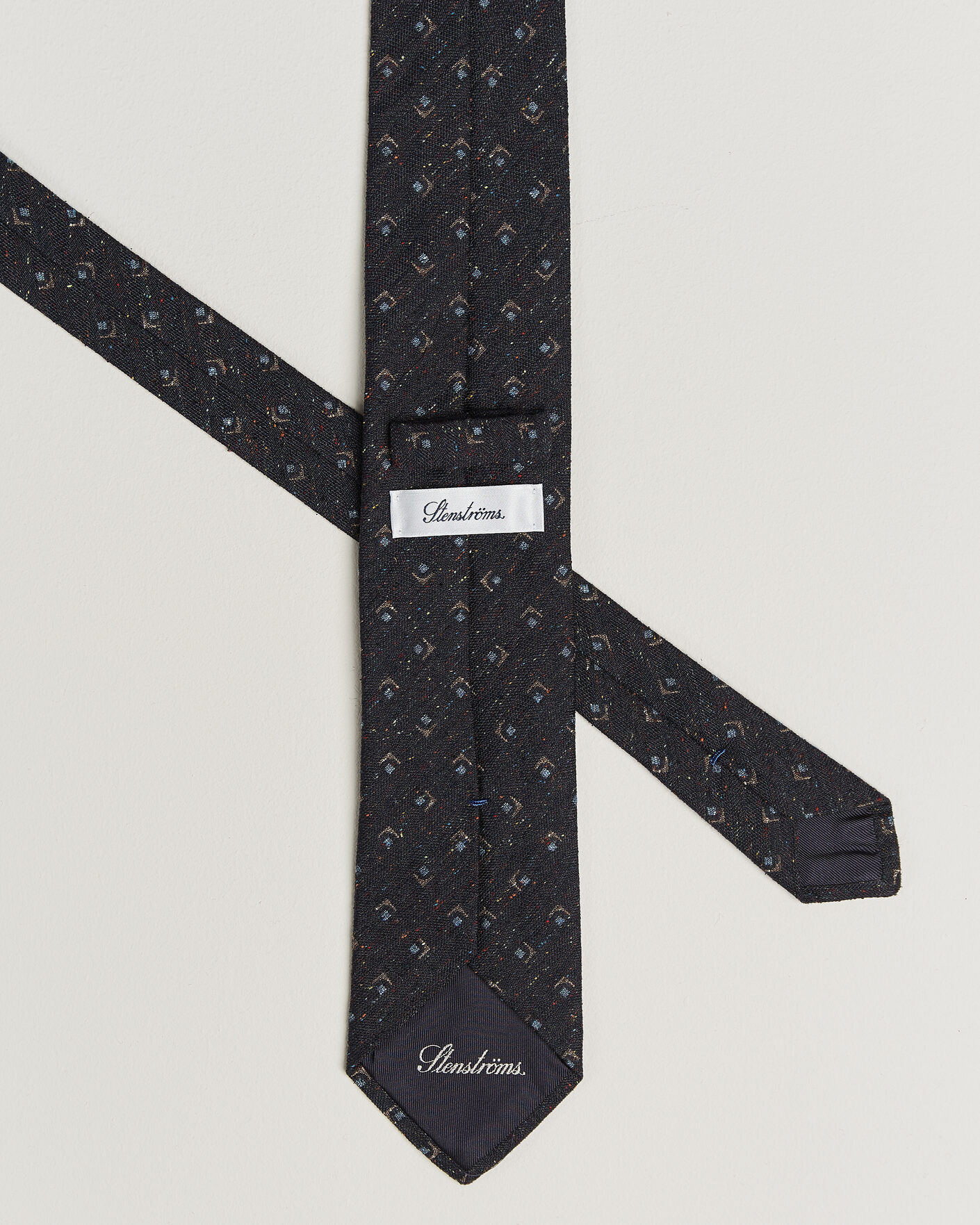 Homme | Cravates | Stenströms | Woven Herringbone Silk Tie 7,5cm Navy
