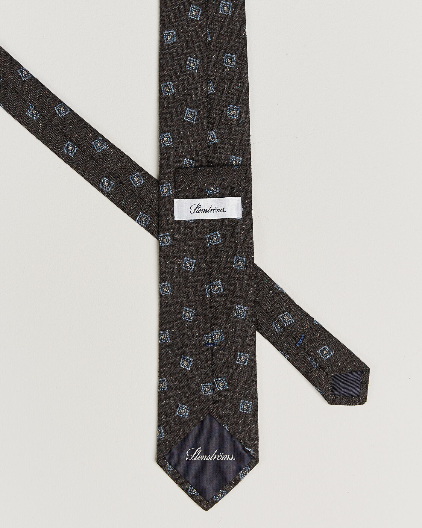Homme | Cravates | Stenströms | Woven Herringbone Silk Tie 7,5cm Dark Brown