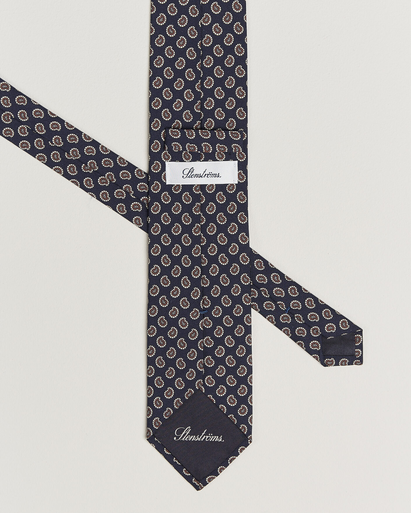 Homme | Cravates | Stenströms | Printed Silk Paisley Tie 7,5cm Blue