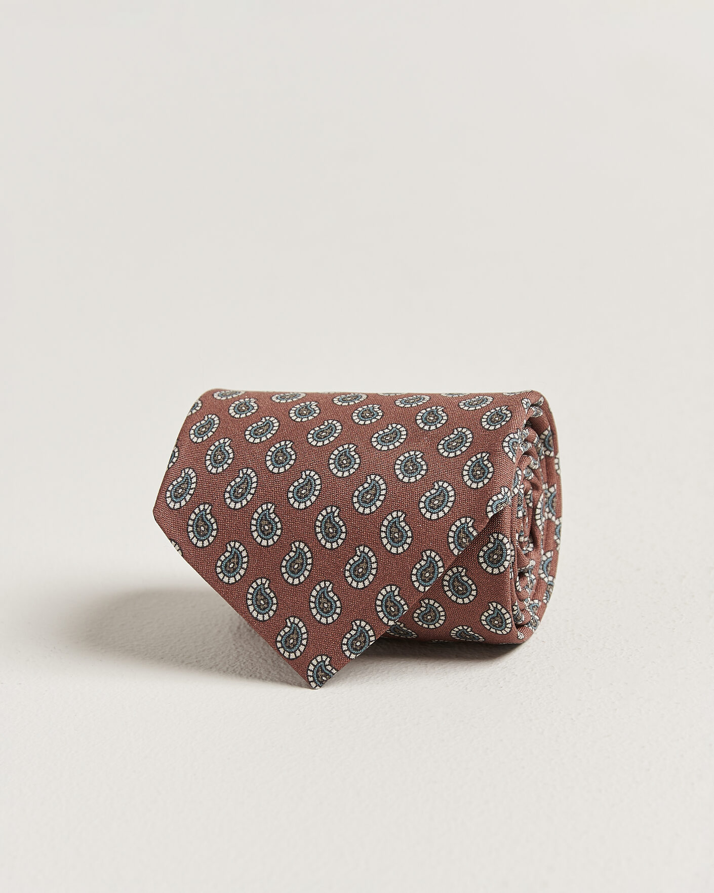Heren | Stropdassen | Stenströms | Printed Silk Paisley Tie 7,5cm Rust