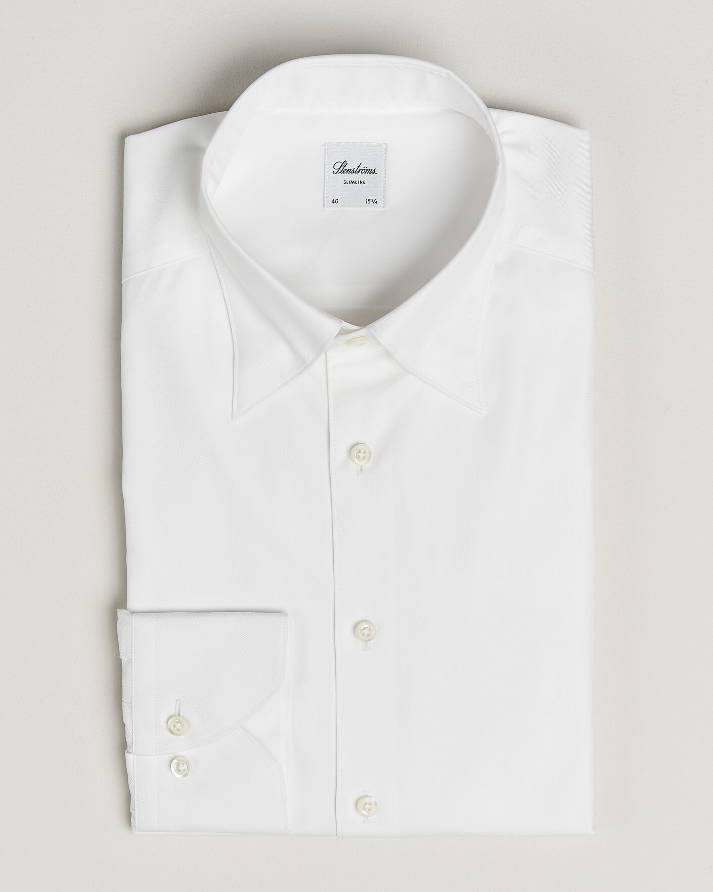 Heren | Overhemden | Stenströms | Slimline Twofold Cotton Button Under Shirt White