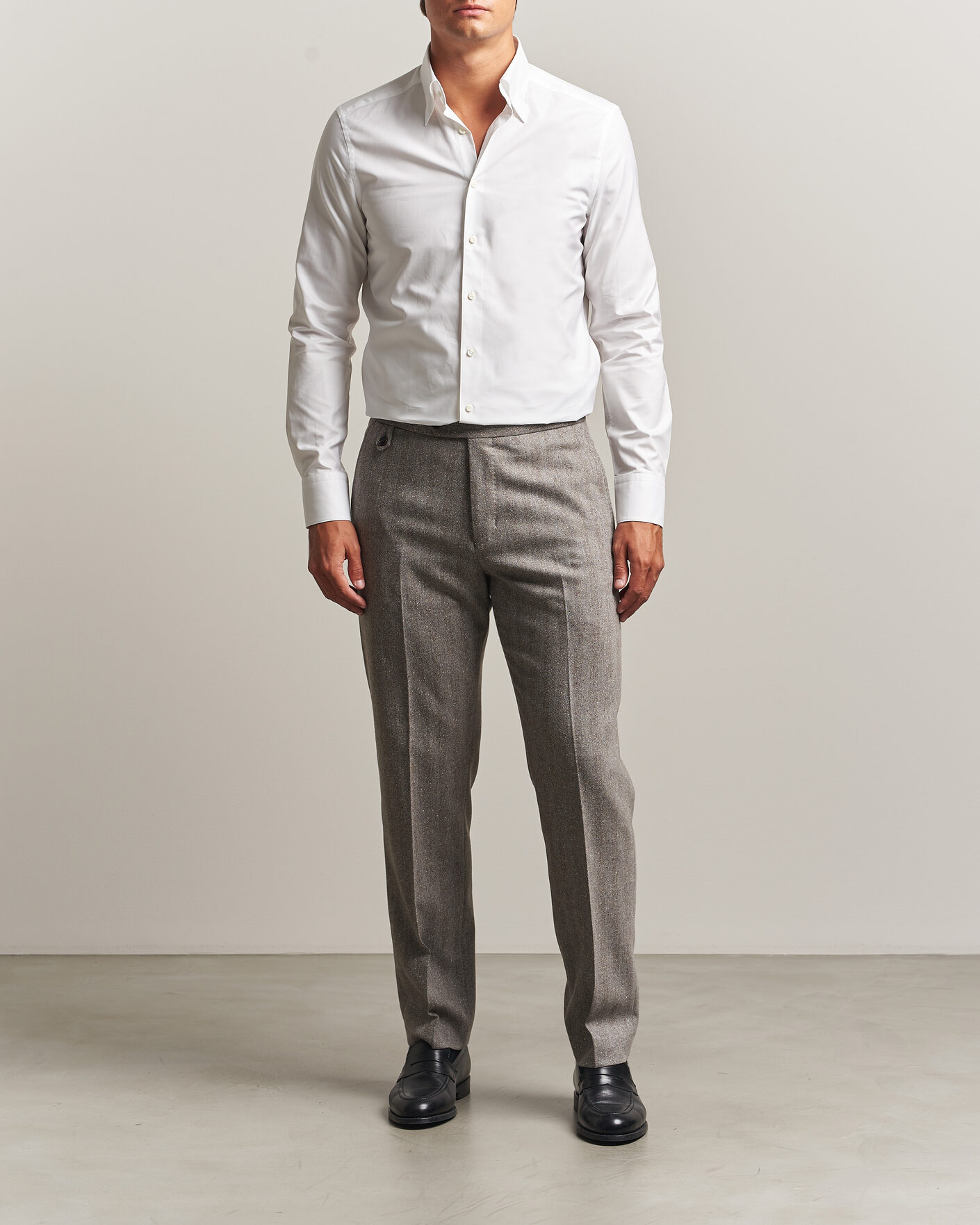 Heren | Overhemden | Stenströms | Slimline Twofold Cotton Button Under Shirt White