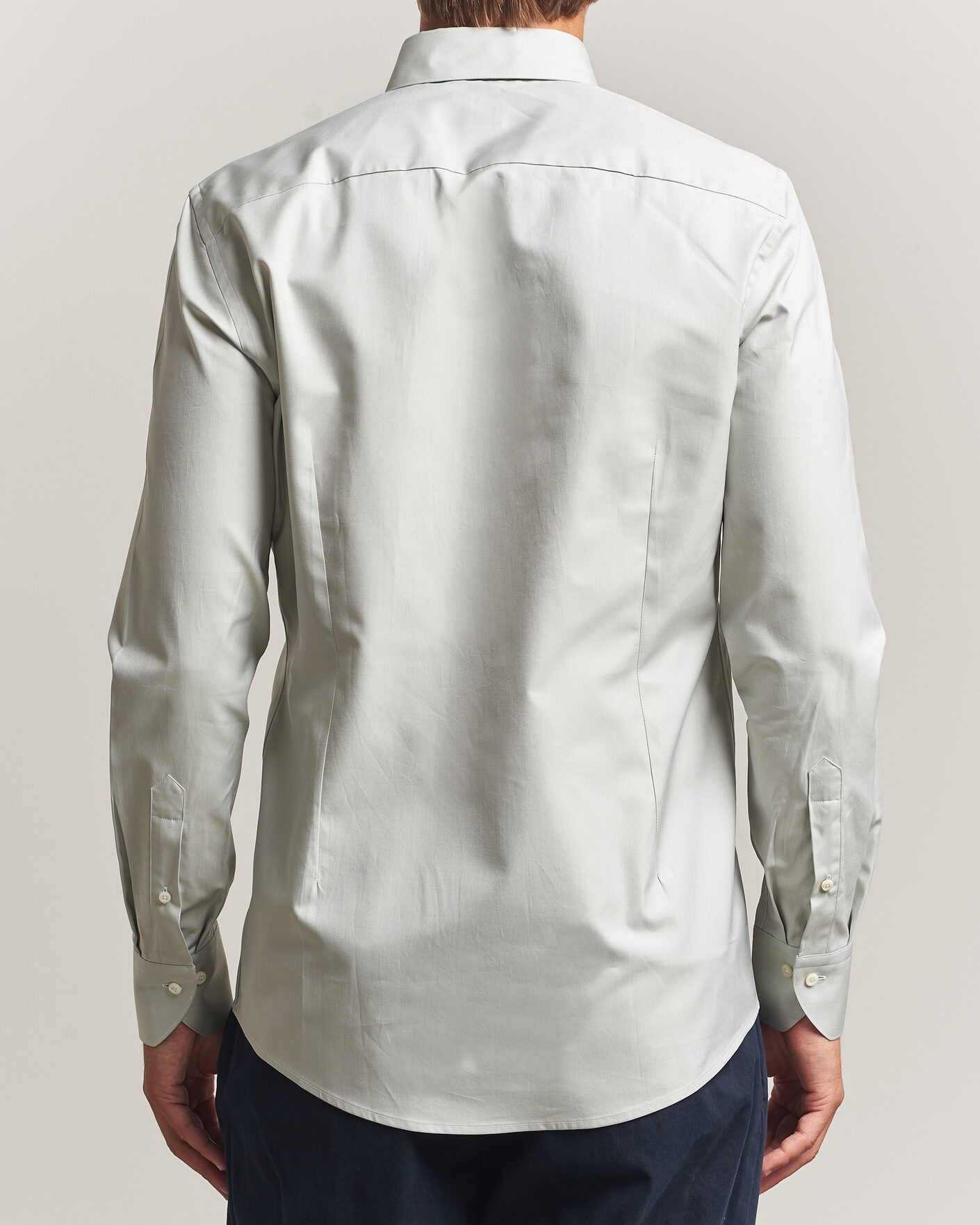 Homme | Chemises | Stenströms | Slimline Twofold Cotton Button Under Shirt Green