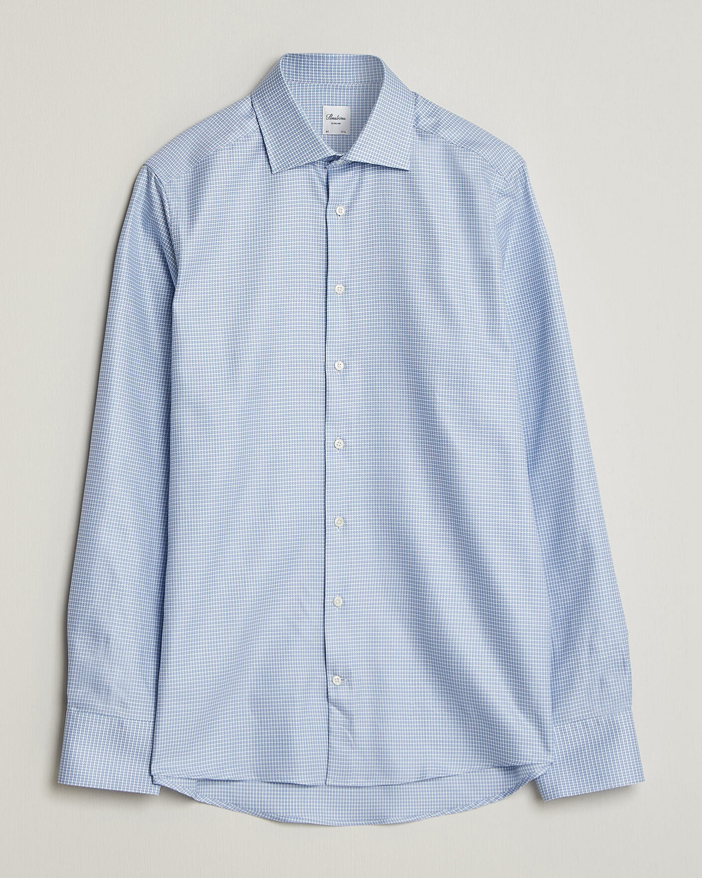 Heren | Overhemden | Stenströms | Slimline Twofold Houndstooth Shirt Blue