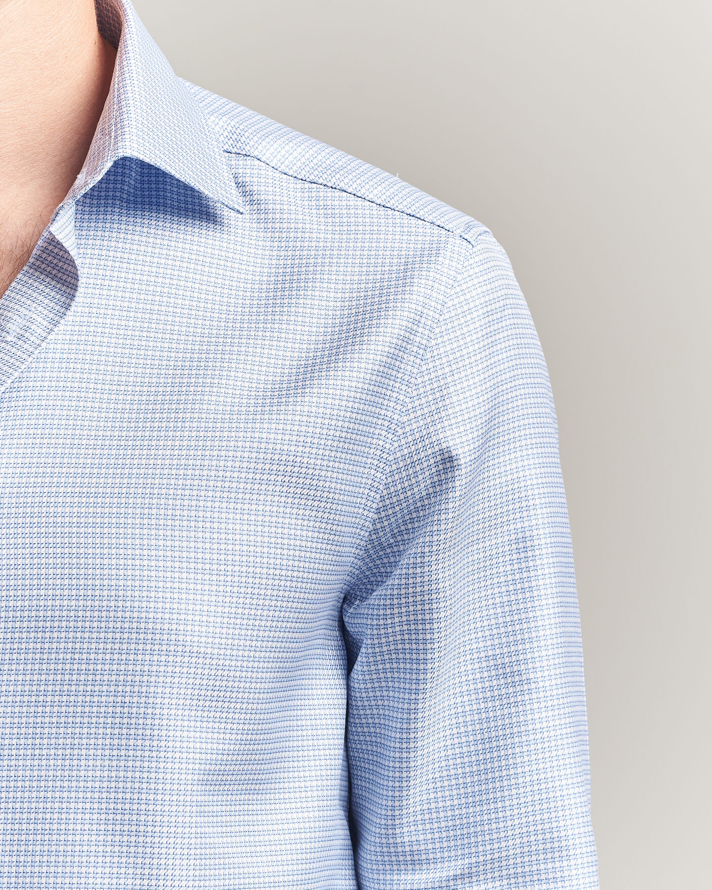 Heren | Overhemden | Stenströms | Slimline Twofold Houndstooth Shirt Blue