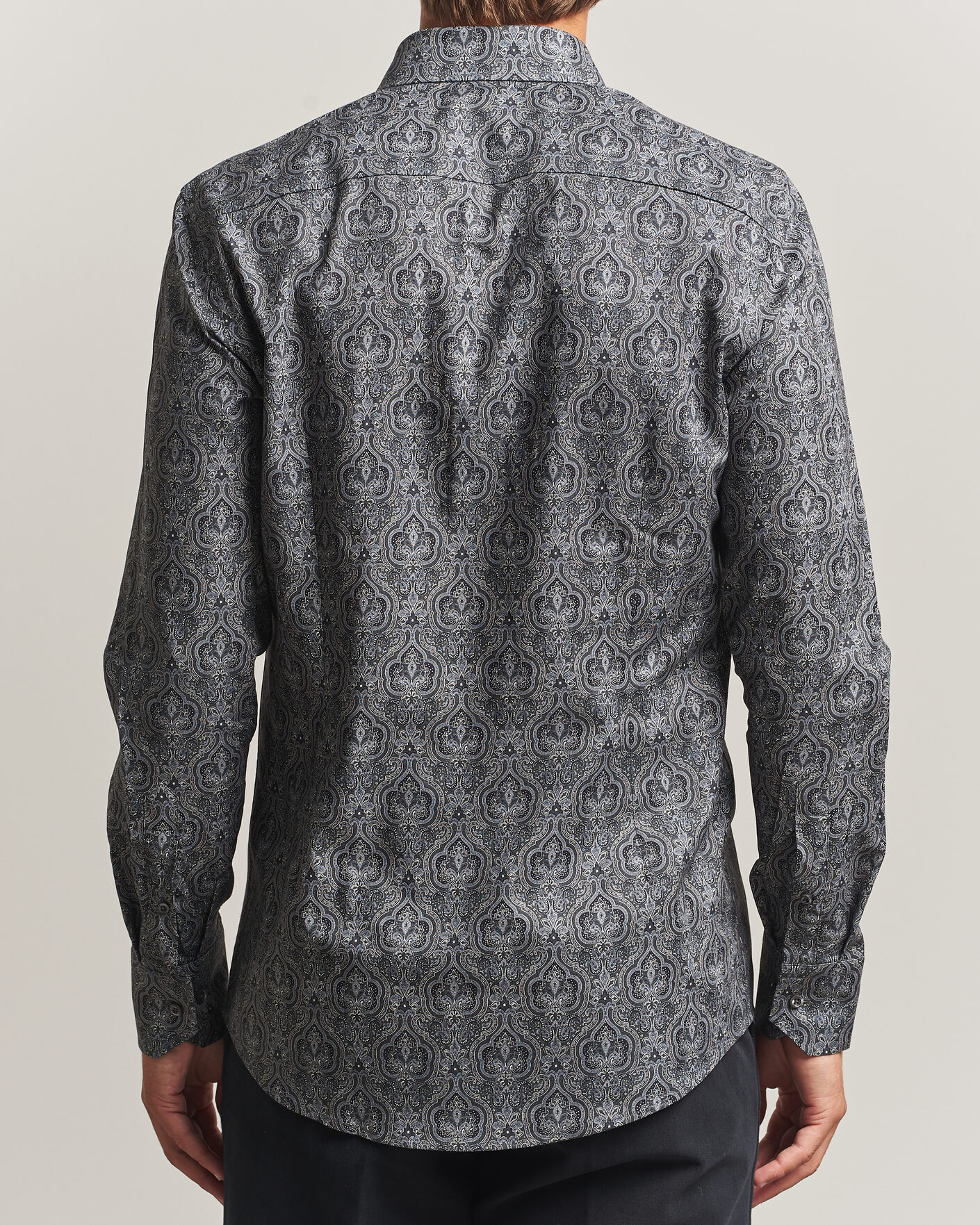 Homme | Chemises | Stenströms | Slimline Paisley Print Cut Away Shirt Grey