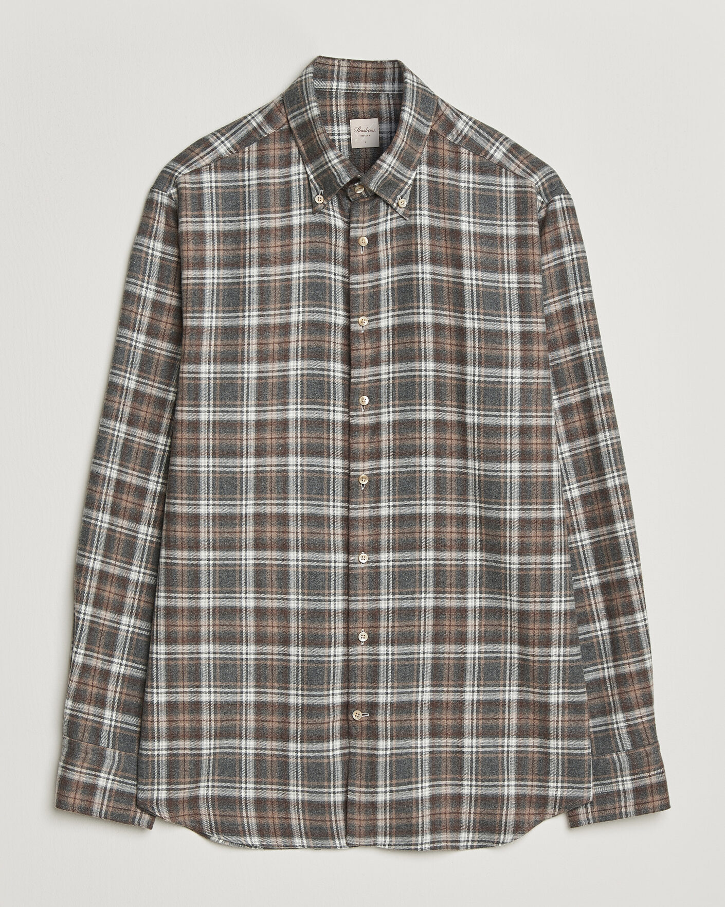 Homme | Chemises | Stenströms | Regular Fit Check Cut Away Flannel Shirt Brown