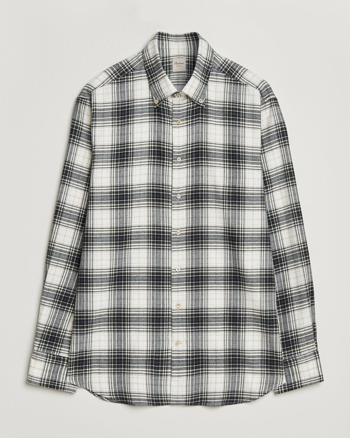Heren | Overhemden | Stenströms | Regular Fit Check Button Down Flannel Shirt Grey