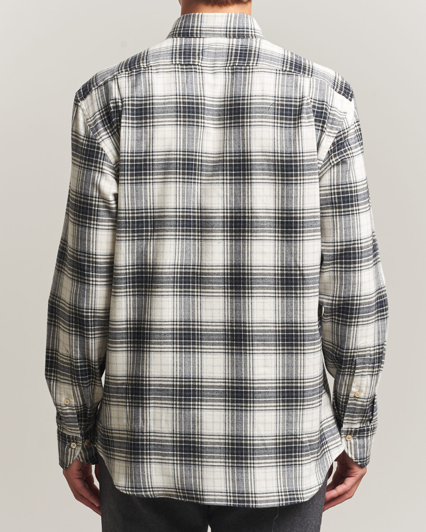 Heren | Overhemden | Stenströms | Regular Fit Check Button Down Flannel Shirt Grey