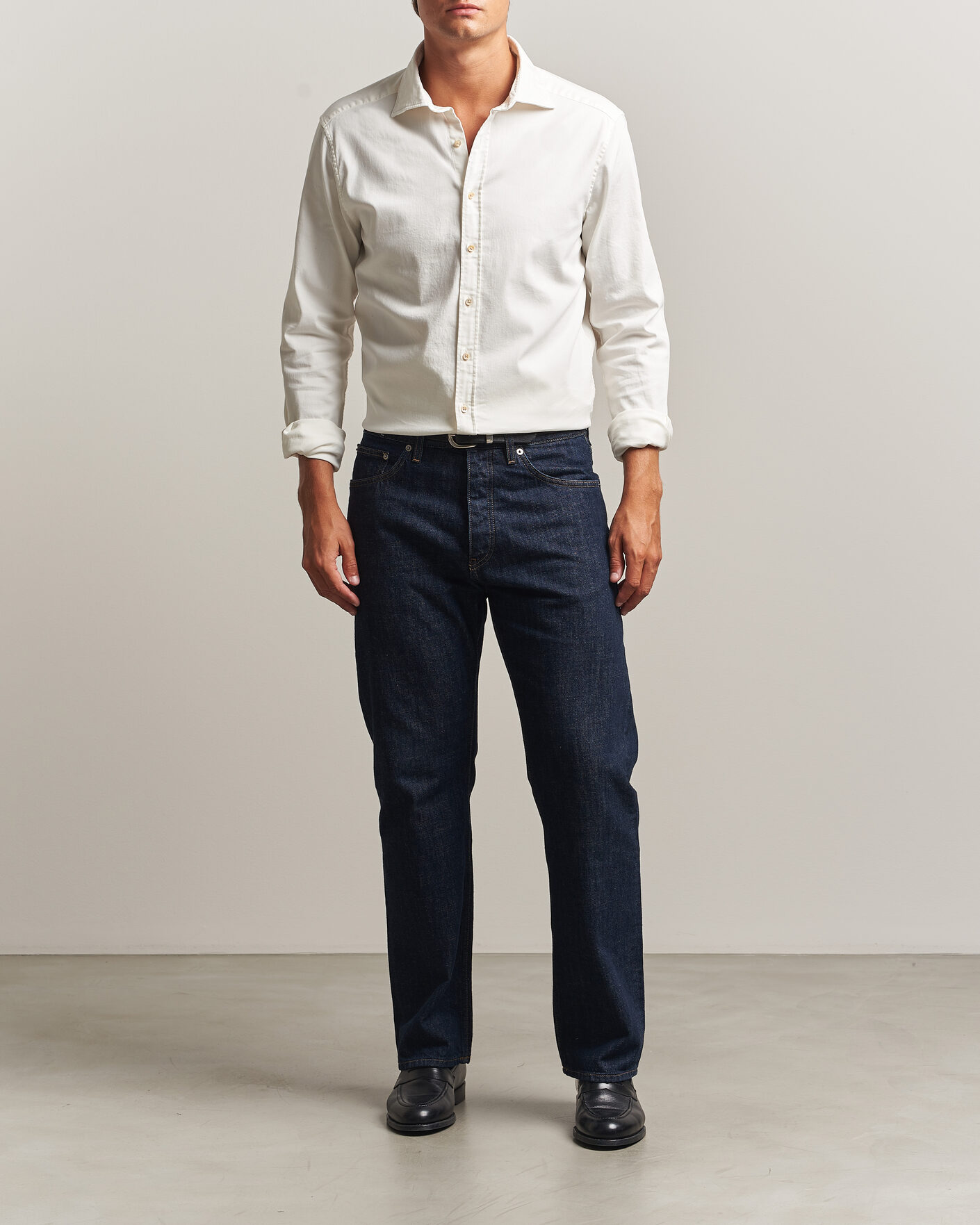 Homme | Chemises | Stenströms | Slimline Garment Washed Shirt Off White Denim