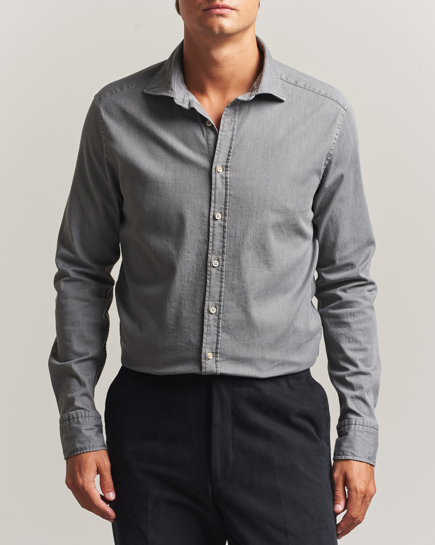 Heren | Overhemden | Stenströms | Slimline Garment Washed Shirt Grey Denim