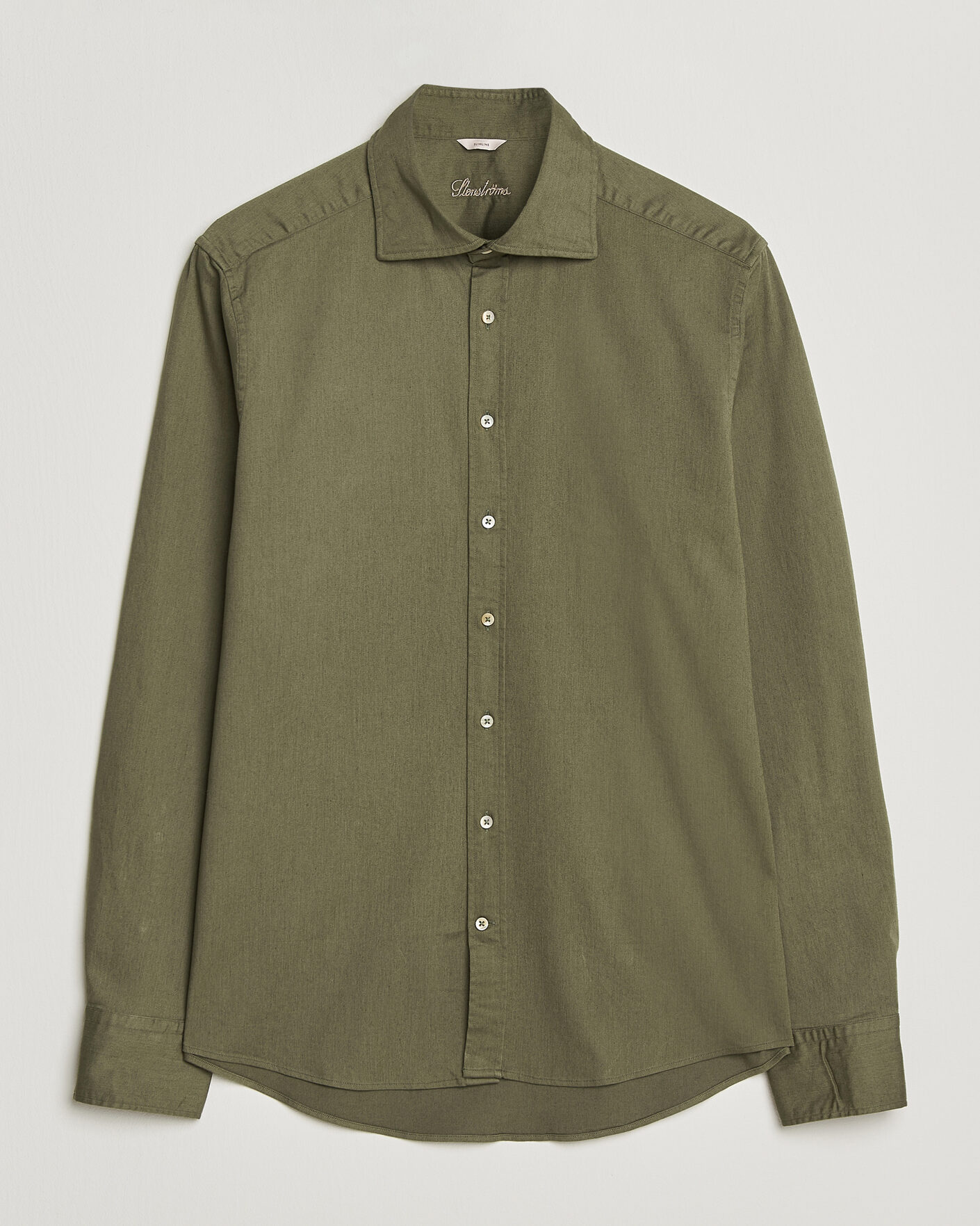 Homme | Chemises | Stenströms | Slimline Garment Washed Shirt Green Denim
