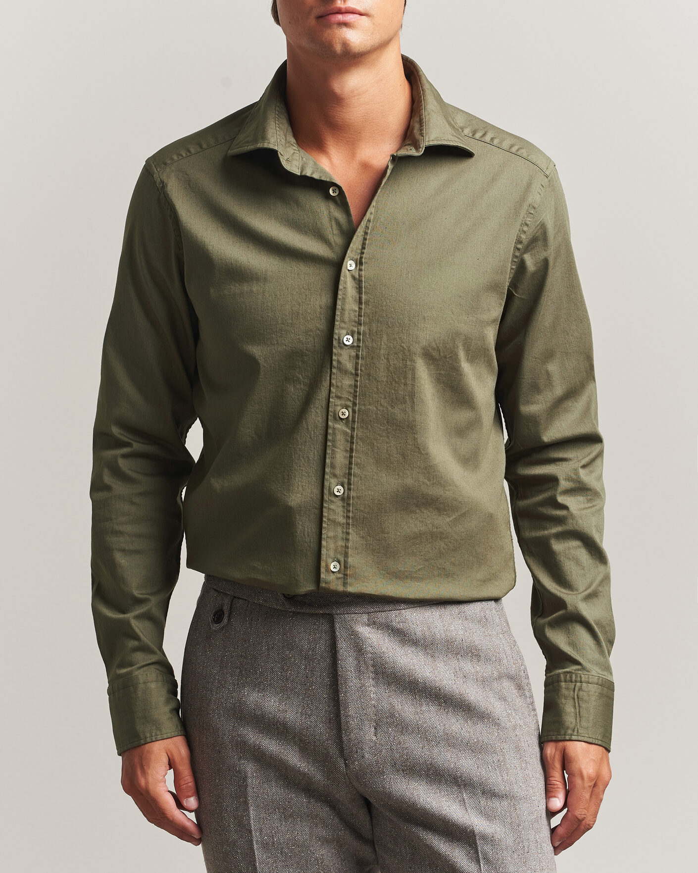 Homme | Chemises | Stenströms | Slimline Garment Washed Shirt Green Denim