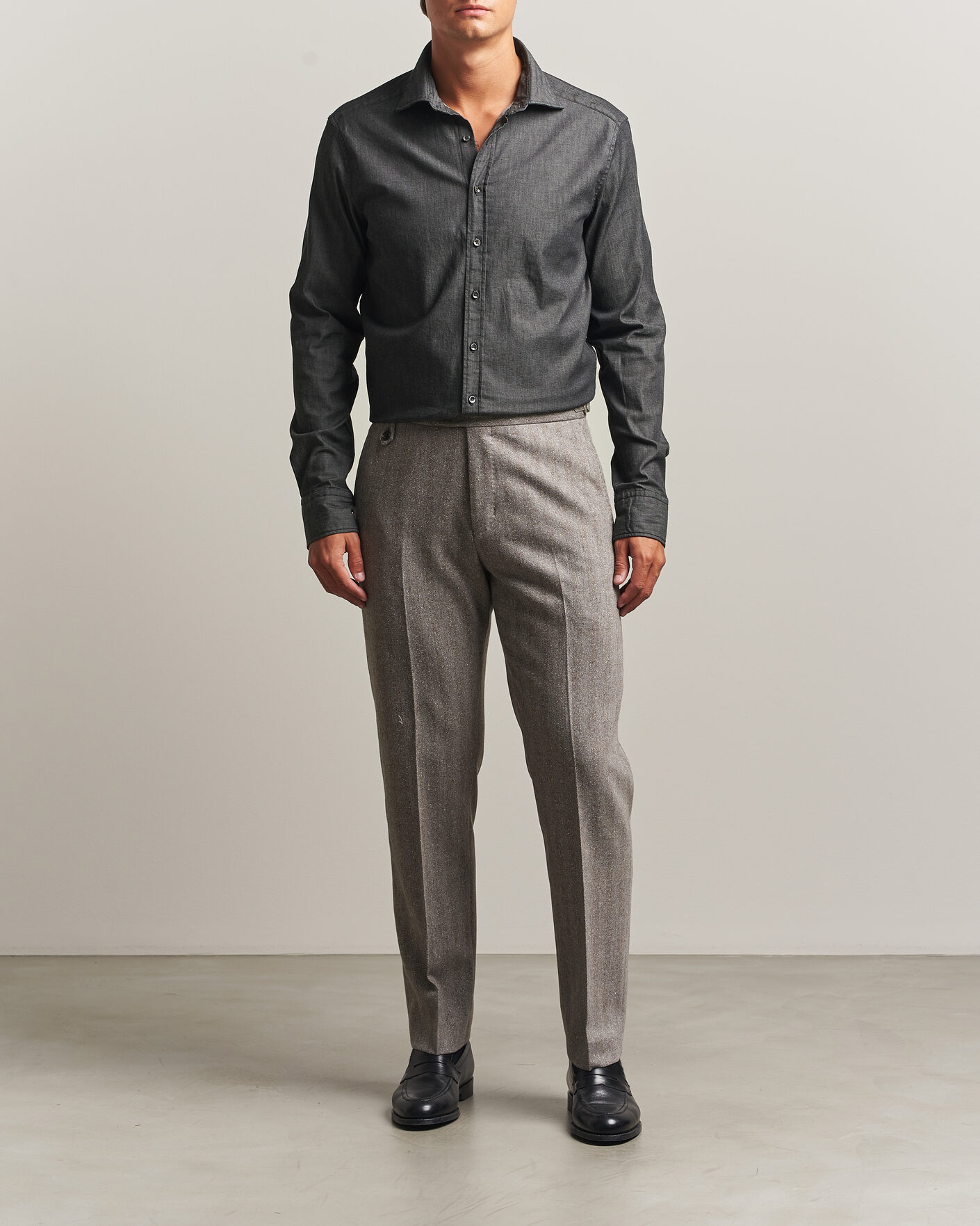 Heren | Overhemden | Stenströms | Slimline Garment Washed Shirt Black Denim