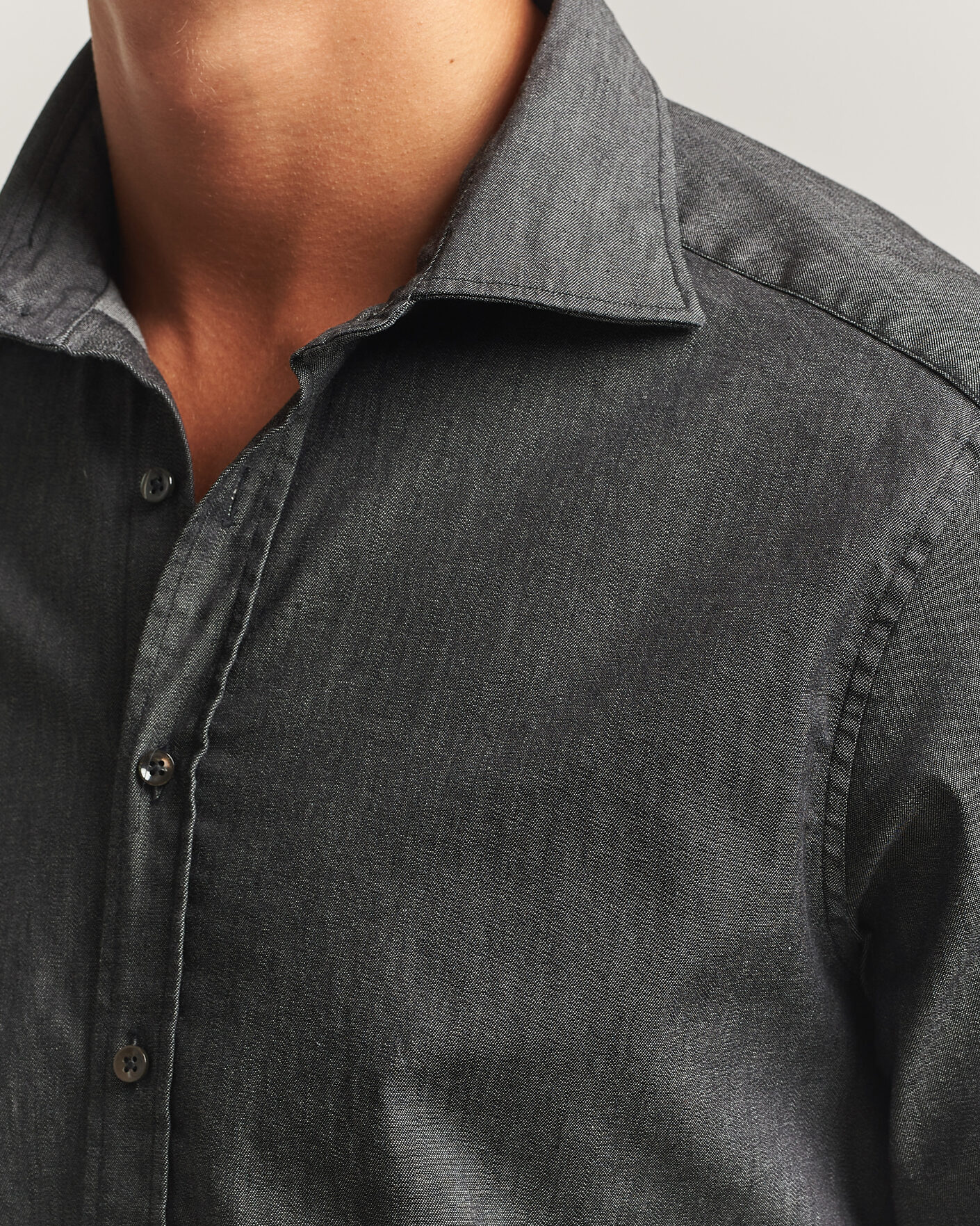 Heren | Overhemden | Stenströms | Slimline Garment Washed Shirt Black Denim