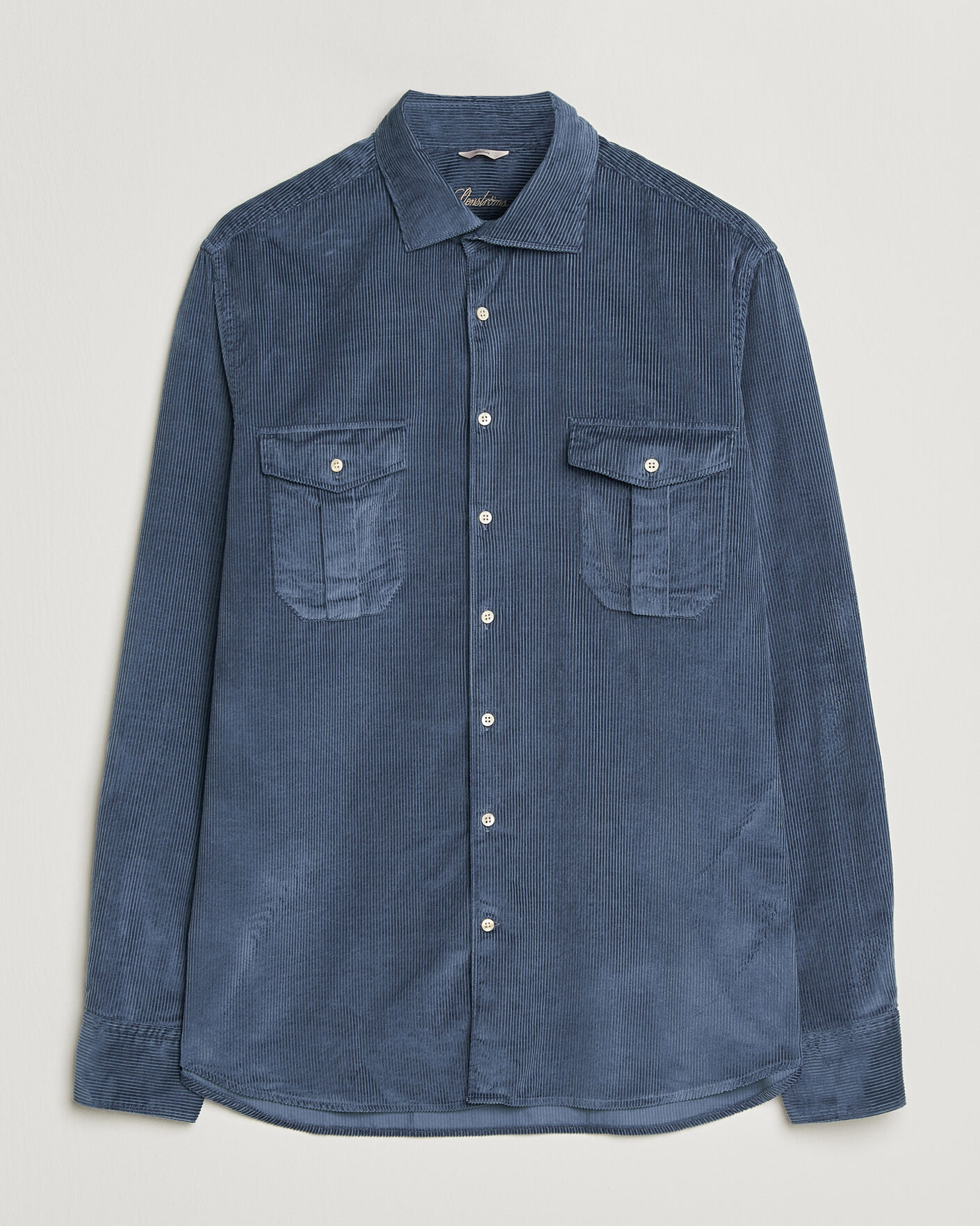 Homme | Chemises | Stenströms | Regular Fit Cord Pocket Shirt Blue