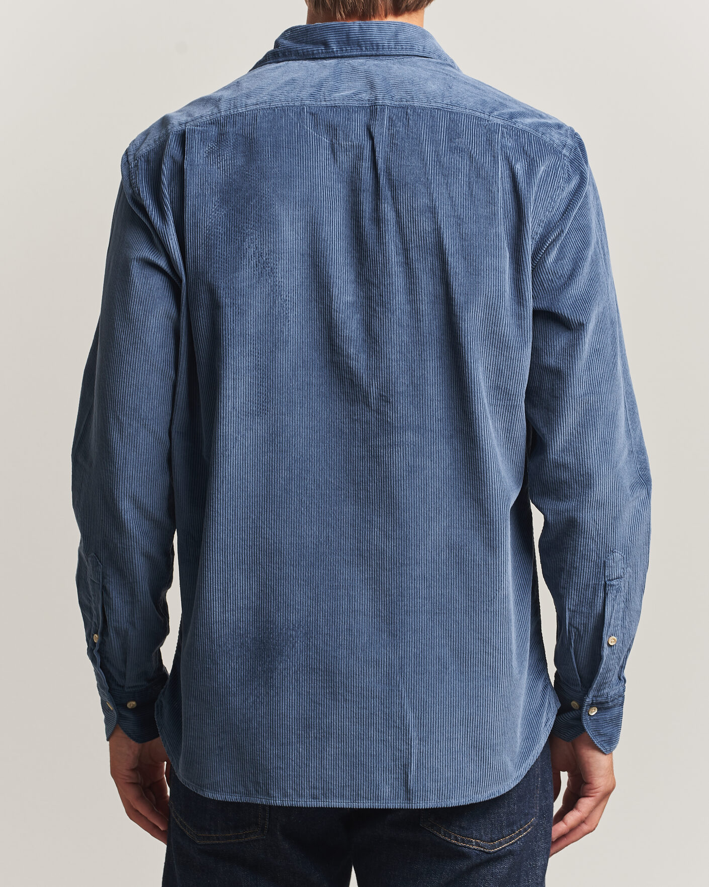 Homme | Chemises | Stenströms | Regular Fit Cord Pocket Shirt Blue