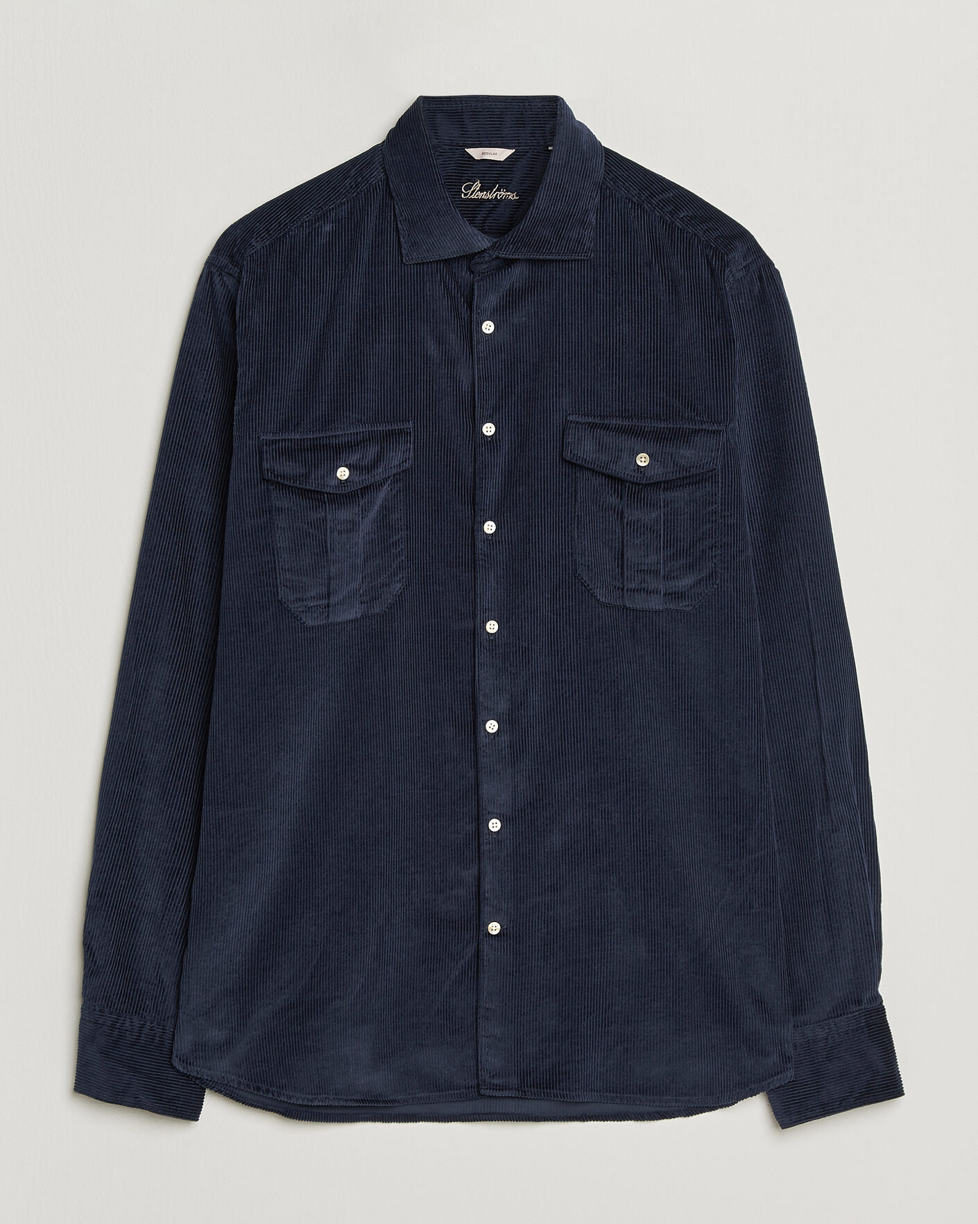 Homme | Chemises | Stenströms | Regular Fit Cord Pocket Shirt Navy