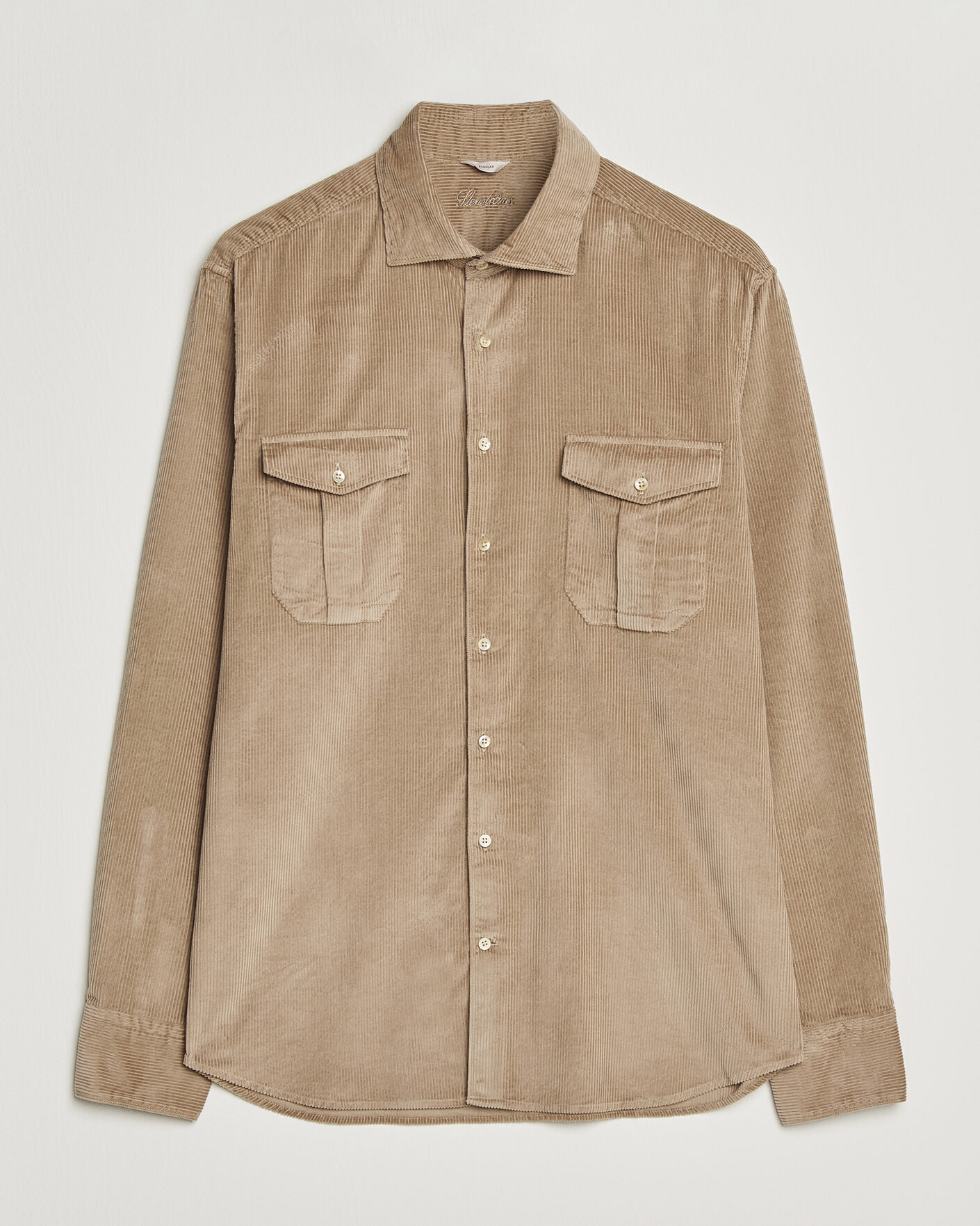 Heren | Overhemden | Stenströms | Regular Fit Cord Pocket Shirt Light Brown
