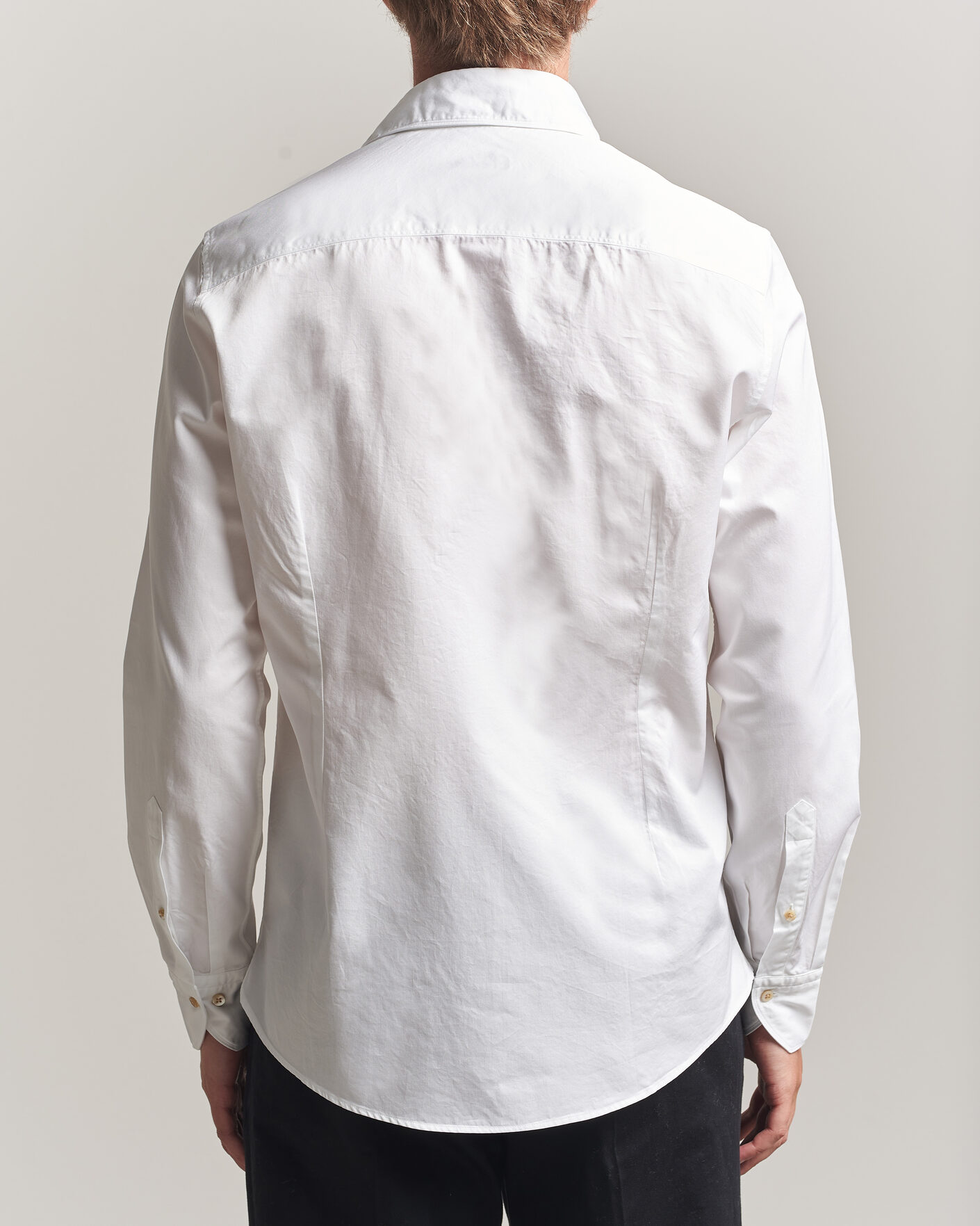 Heren | Overhemden | Stenströms | Slimline Washed Cotton Twill Cut Away Shirt White
