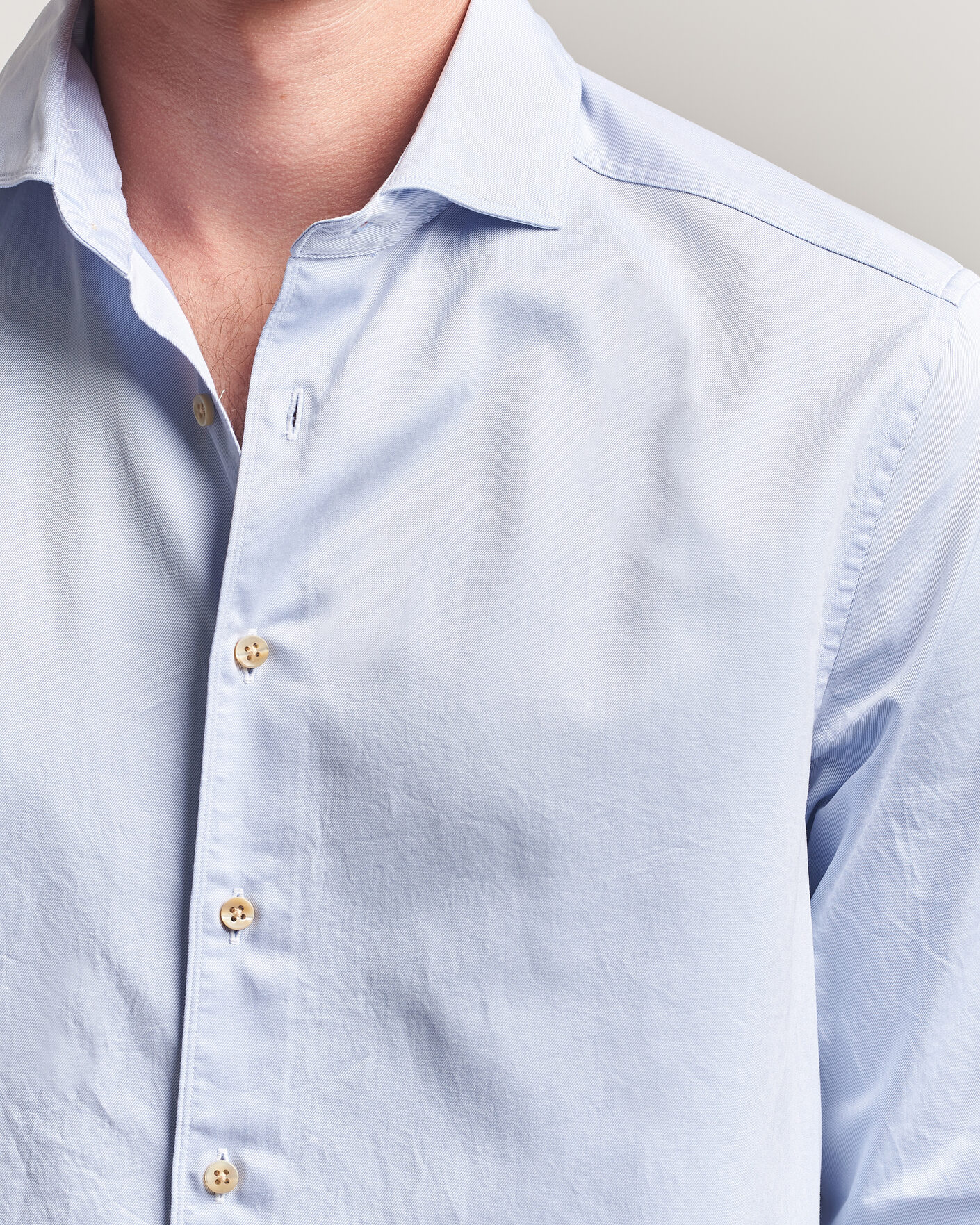 Heren | Overhemden | Stenströms | Slimline Washed Cotton Twill Cut Away Shirt Blue