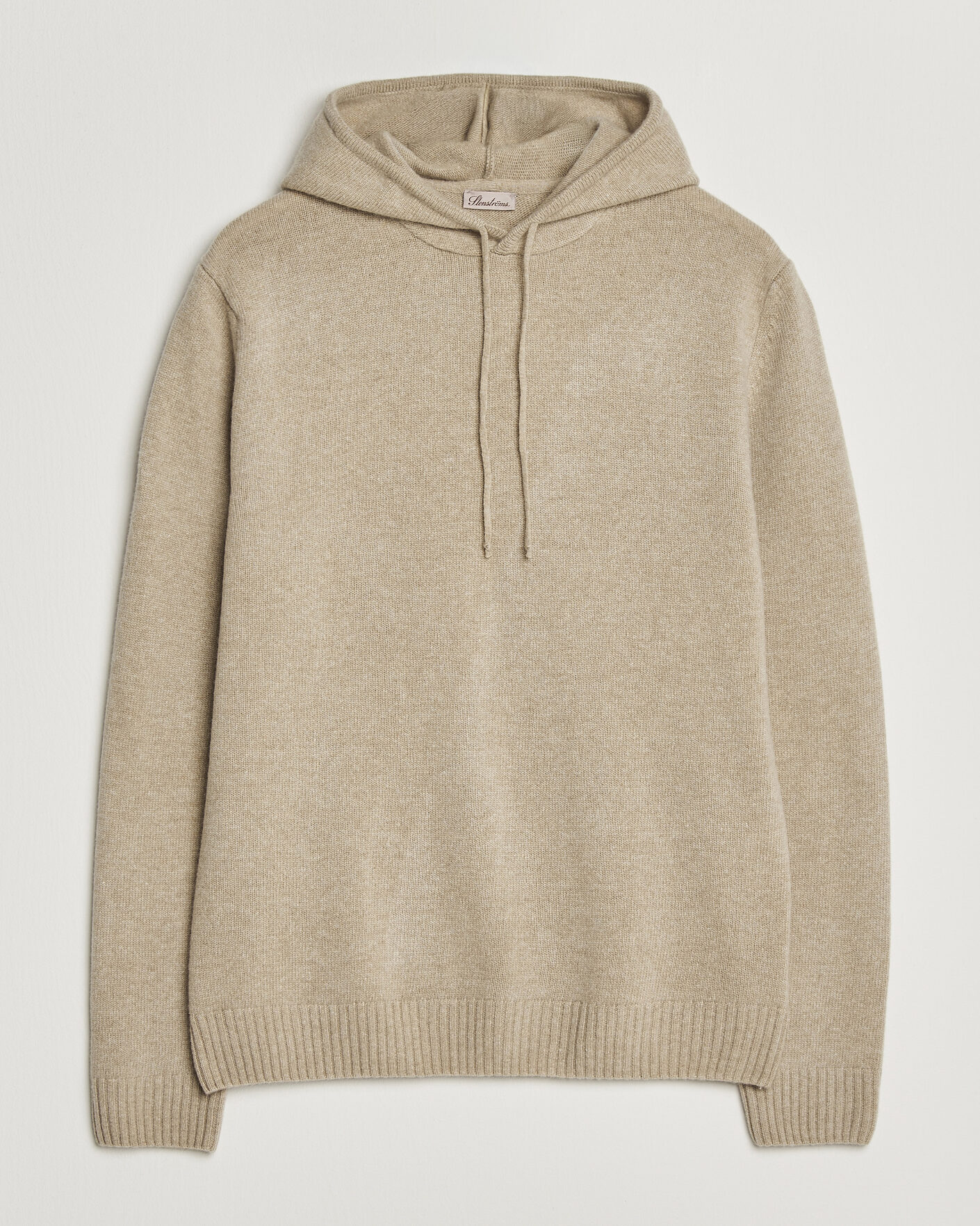 Heren | Truien | Stenströms | Brushed Merino Hood Beige