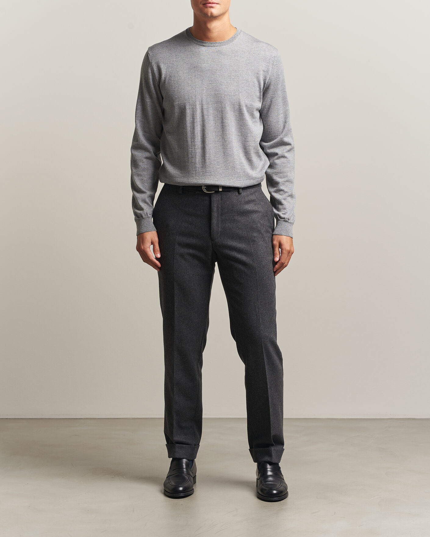 Homme | Pulls Et Tricots | Stenströms | Merino Crew Neck Grey Mouline