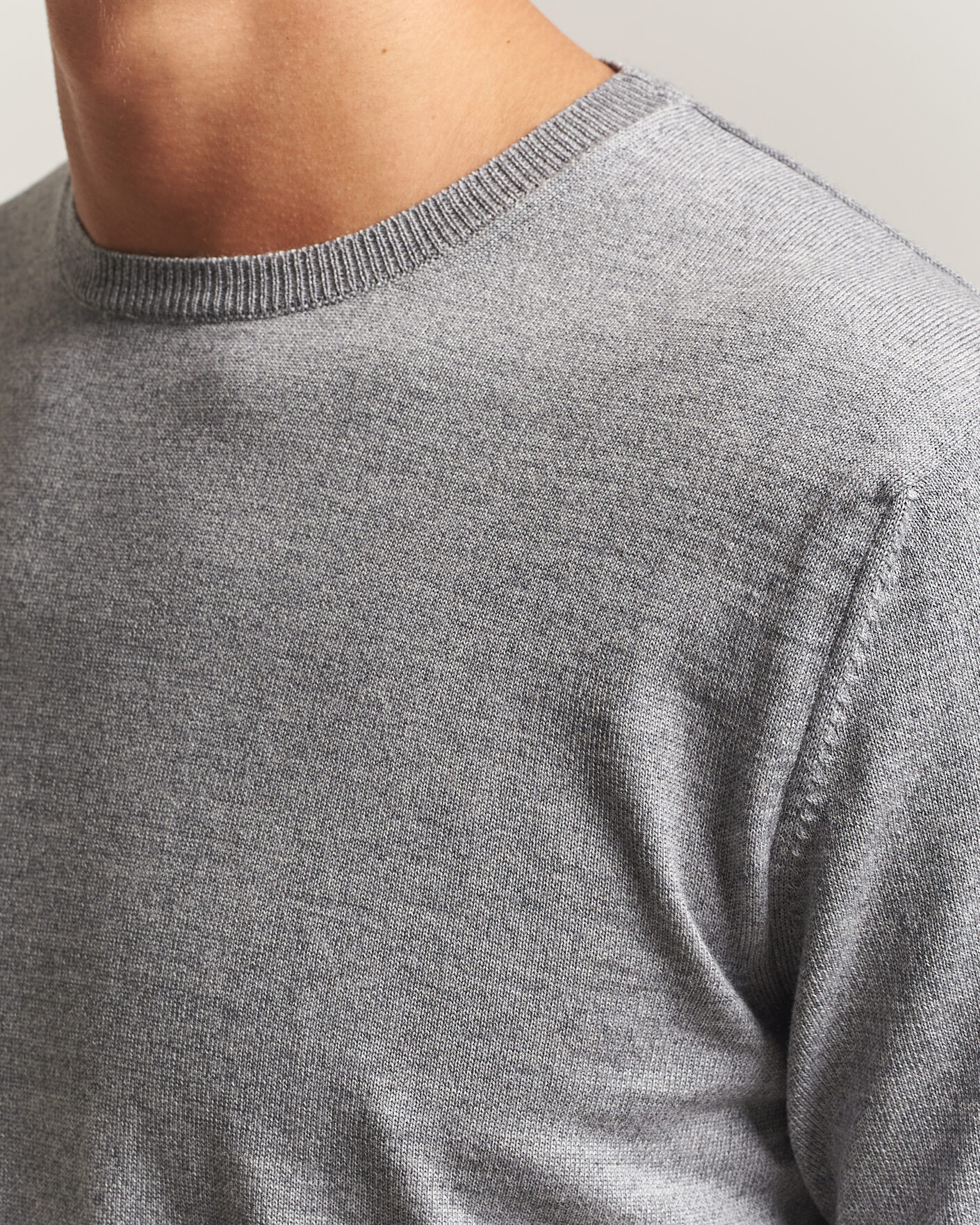 Homme | Pulls Et Tricots | Stenströms | Merino Crew Neck Grey Mouline