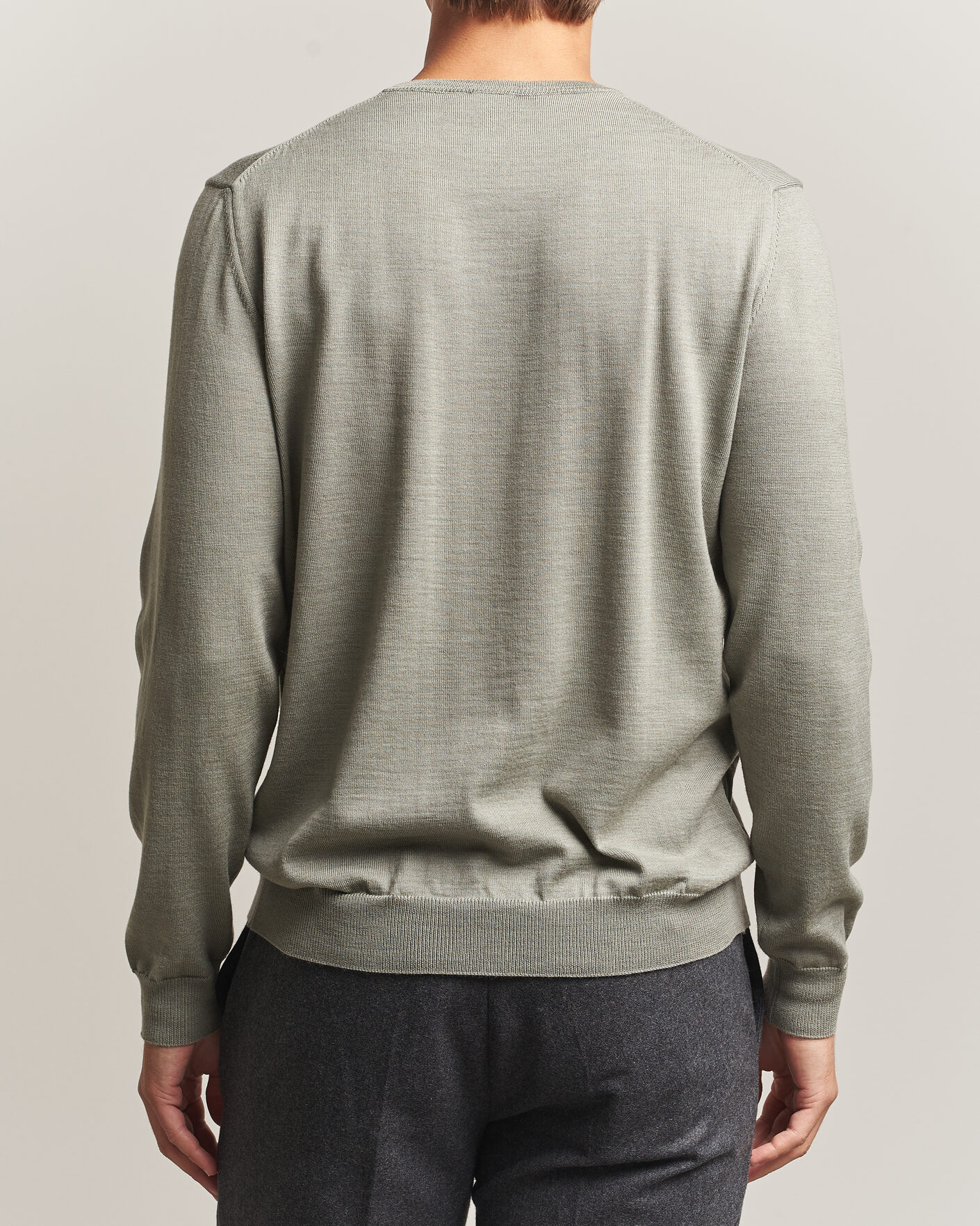 Homme | Pulls Et Tricots | Stenströms | Merino Crew Neck Green/Grey
