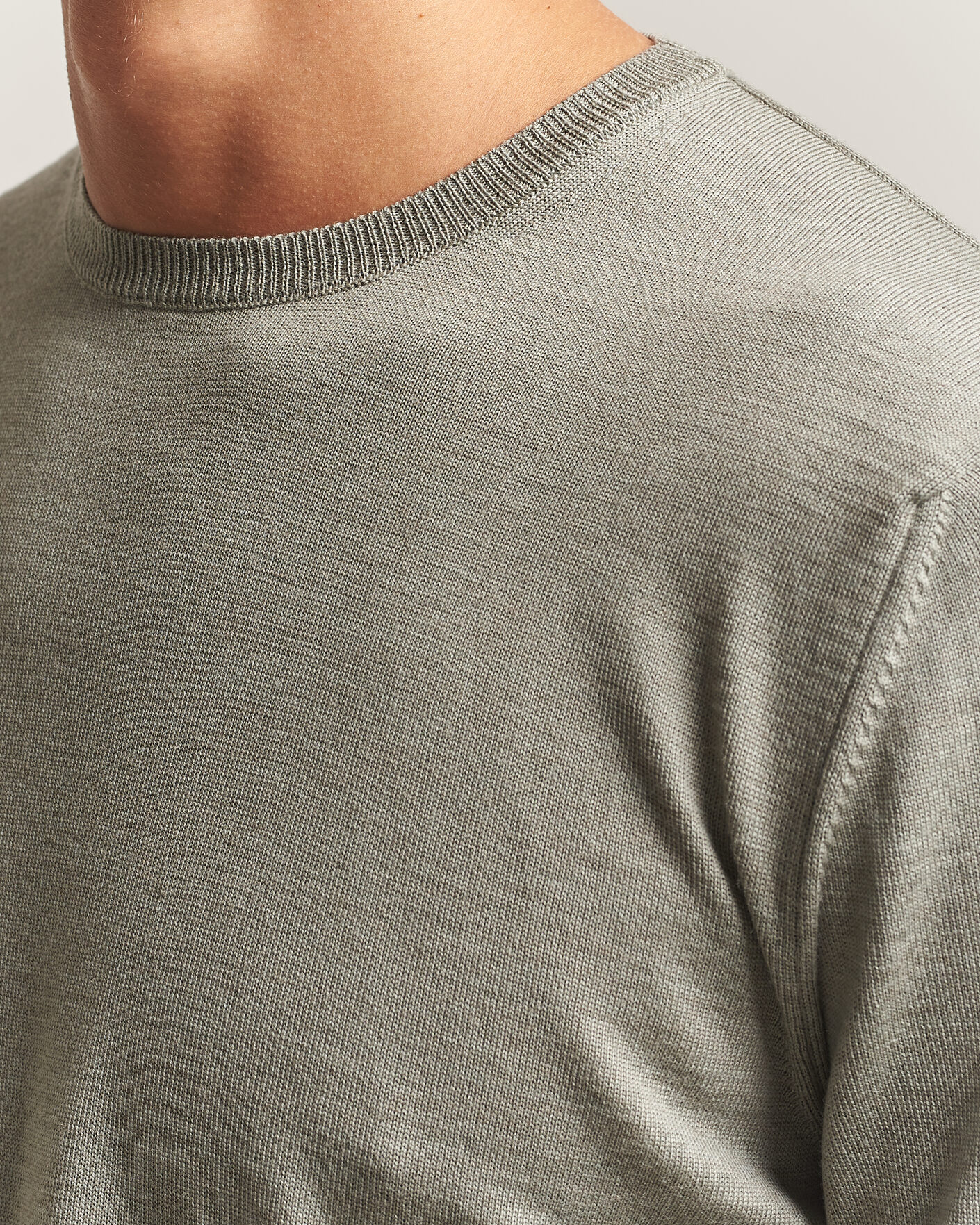 Homme | Pulls Et Tricots | Stenströms | Merino Crew Neck Green/Grey