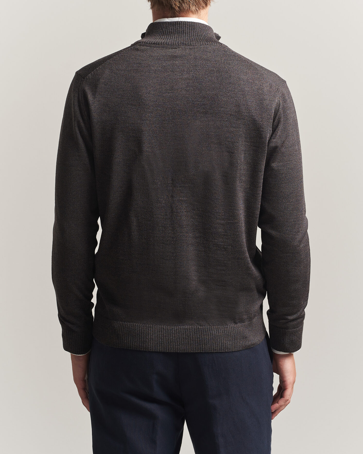 Homme | Pulls Et Tricots | Stenströms | Merino Full Zip Dark Brown