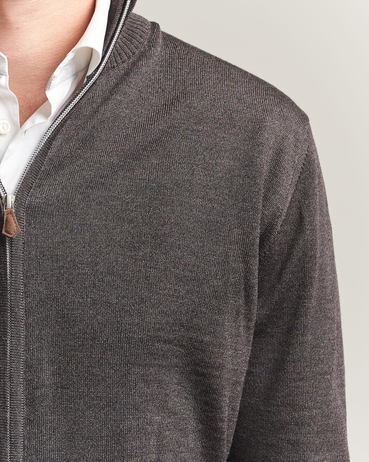 Homme | Pulls Et Tricots | Stenströms | Merino Full Zip Dark Brown