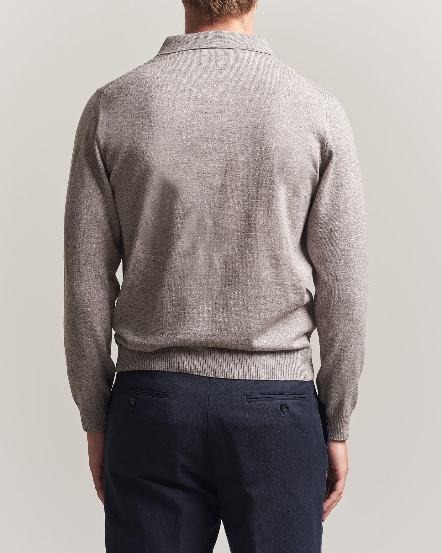 Heren | Truien | Stenströms | Merino Polo Beige