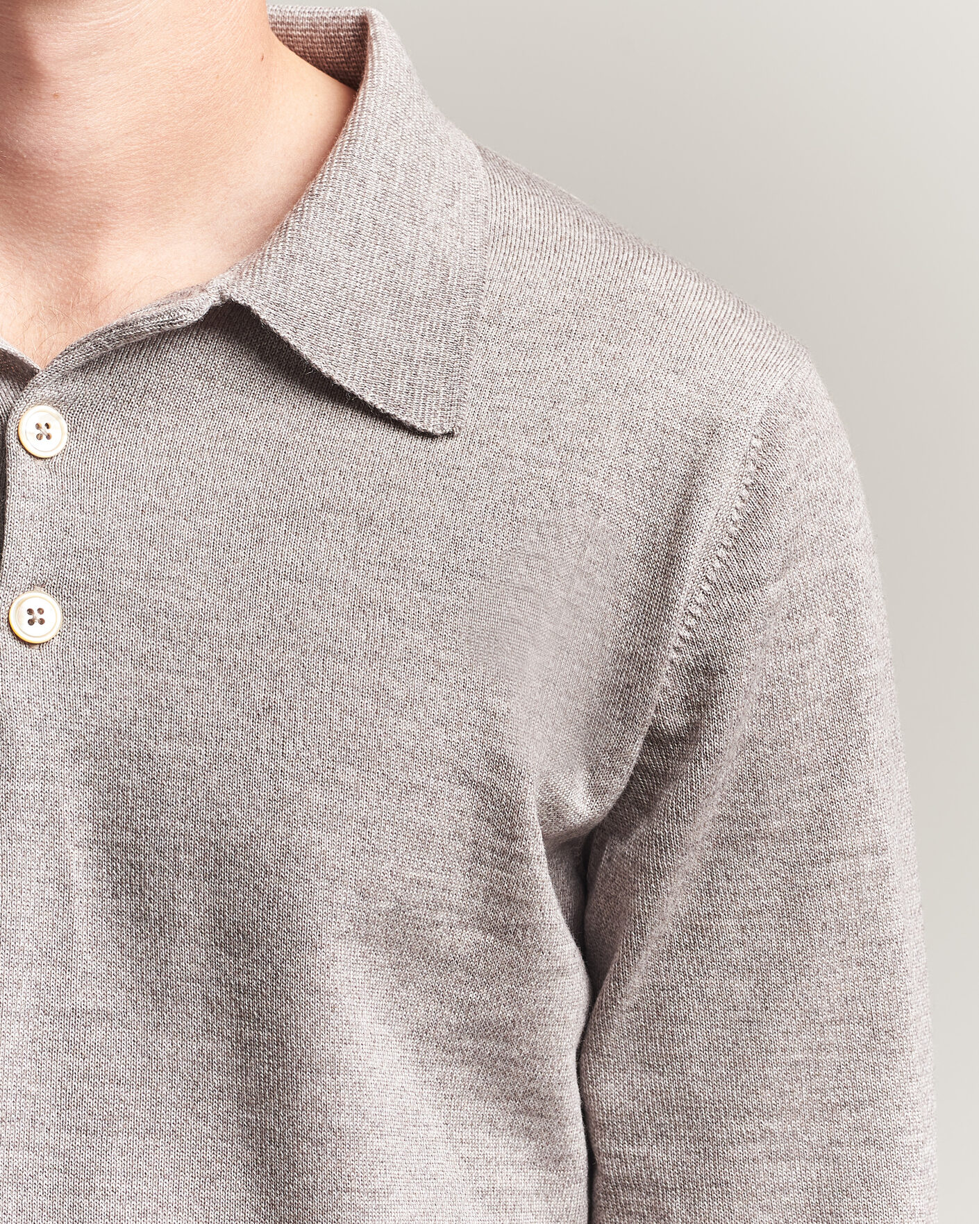 Heren | Truien | Stenströms | Merino Polo Beige