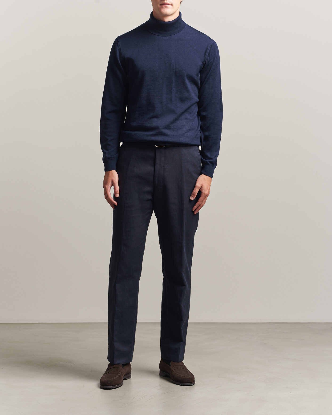 Heren | Truien | Stenströms | Merino Rollneck Navy