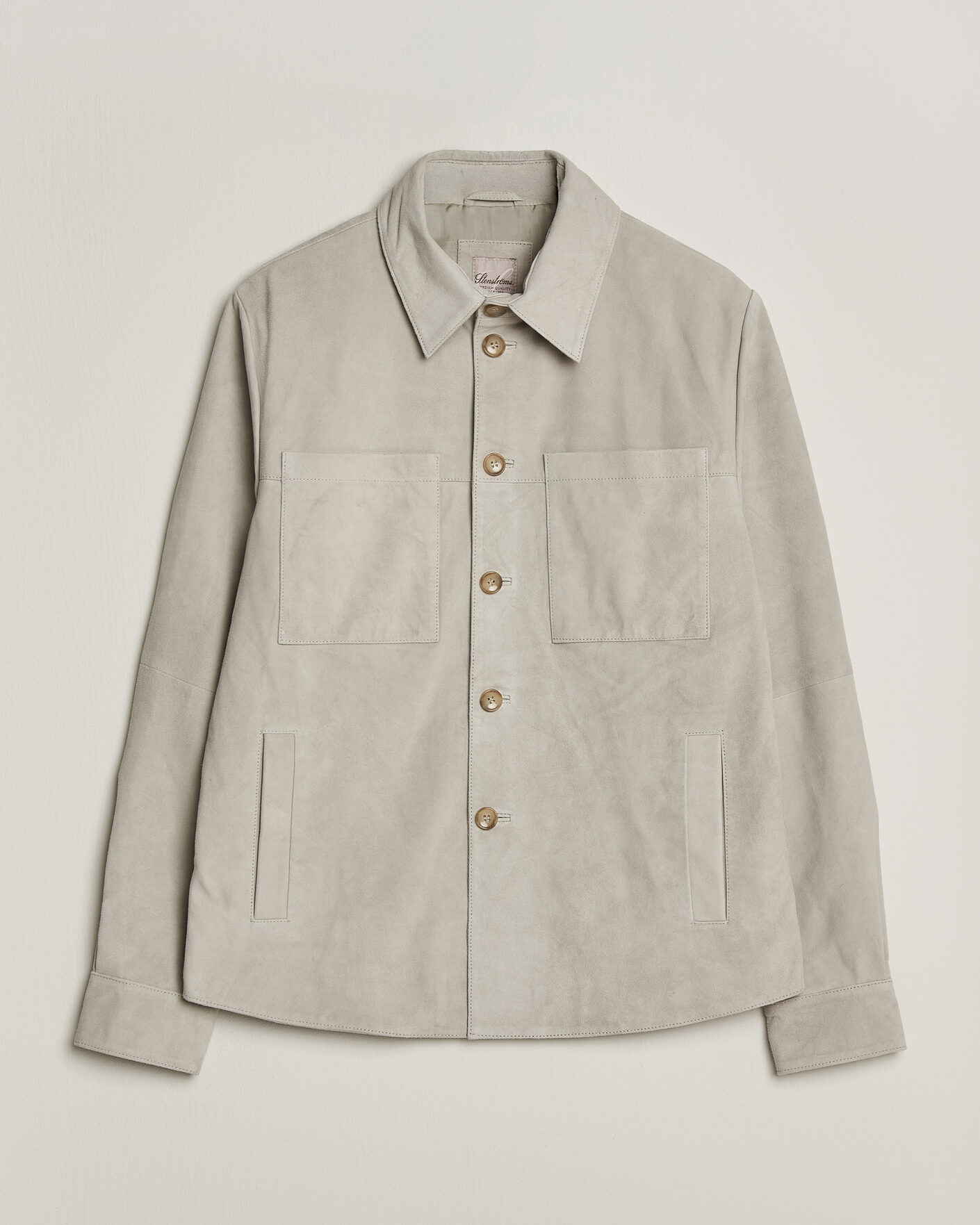 Homme | Chemises | Stenströms | Goat Suede Overshirt Light Grey