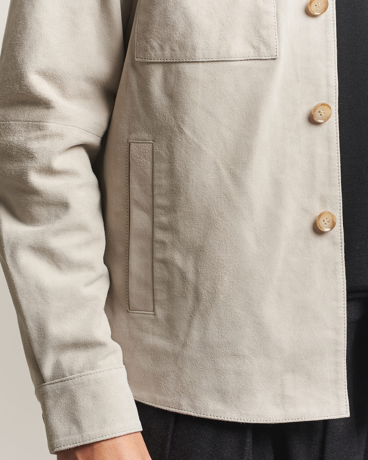 Homme | Chemises | Stenströms | Goat Suede Overshirt Light Grey
